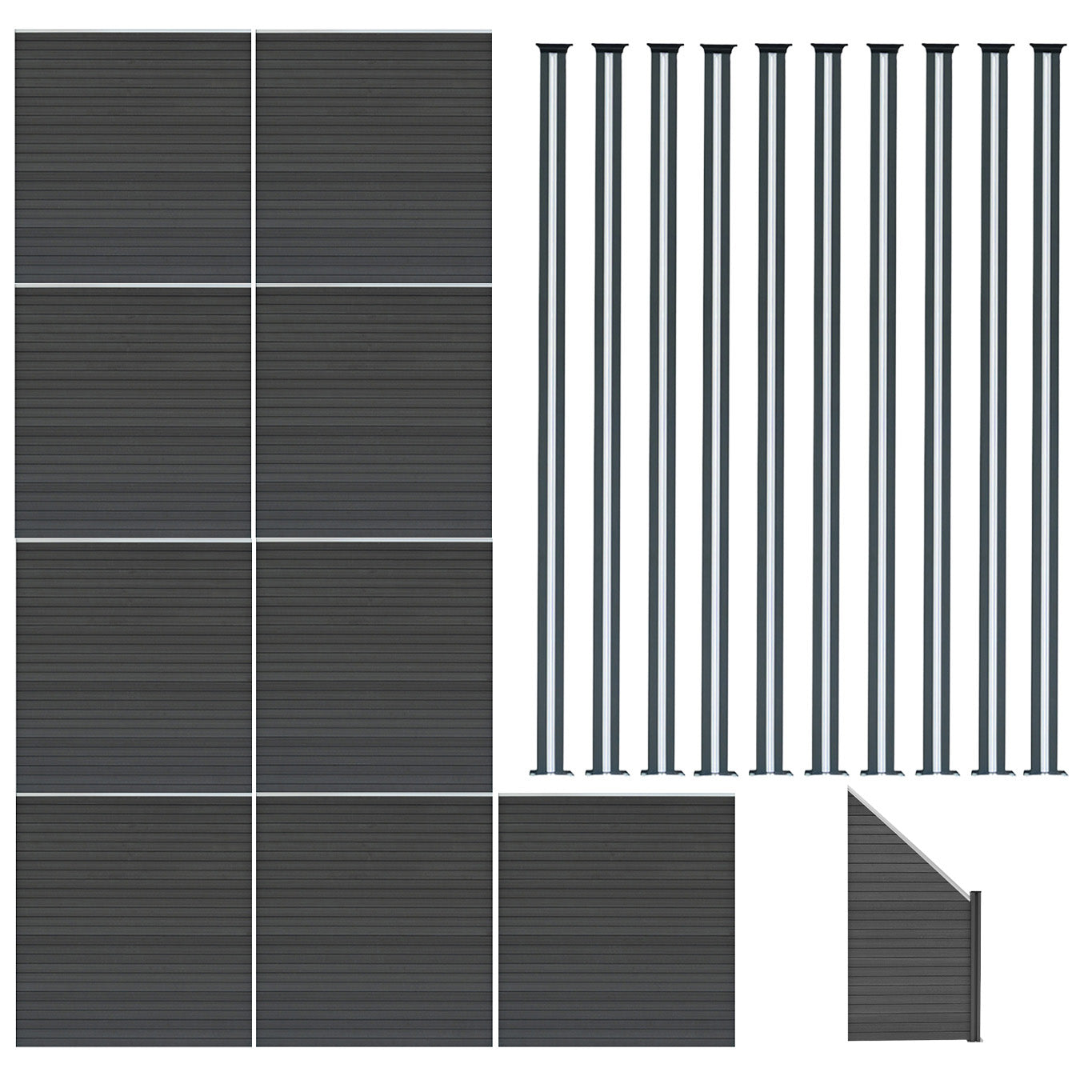 Q-Rax Deposito all'Aperto Recinzione WPC Grigio 9 Pannelli LED