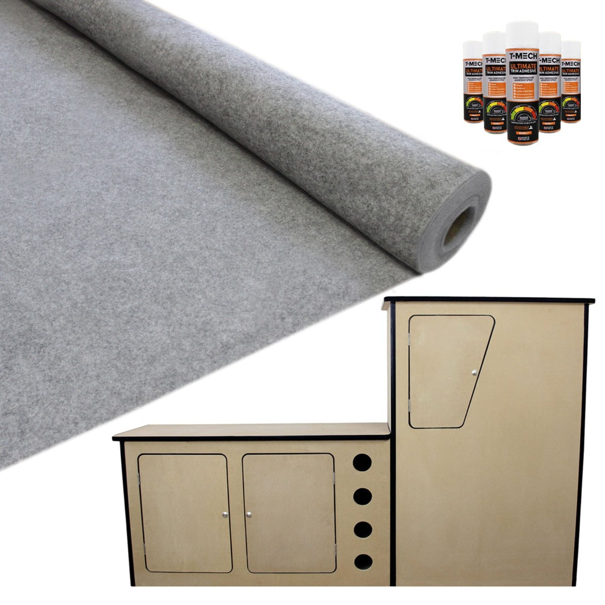Q-Rax Cucina Camper MDF Fumo 1980 mm con Moquette