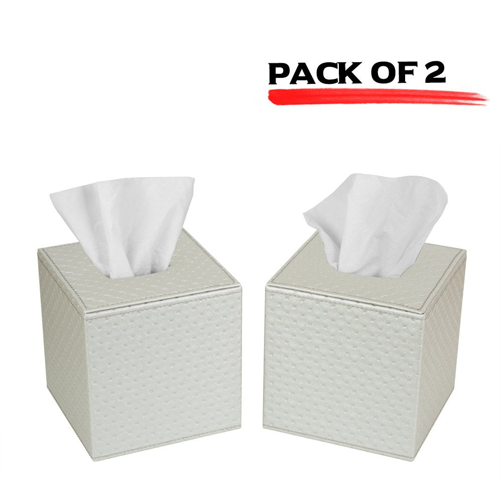 Jackcube Design Coprifazzoletti Quadrato Argento Set 2 Pezzi Pelle