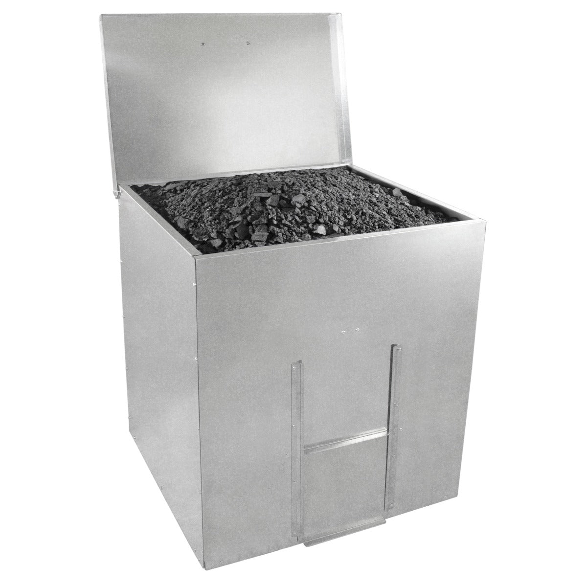 Q-Rax Deposito all'Aperto Bidone Carbone Legna 250 Kg 390 L Zincato