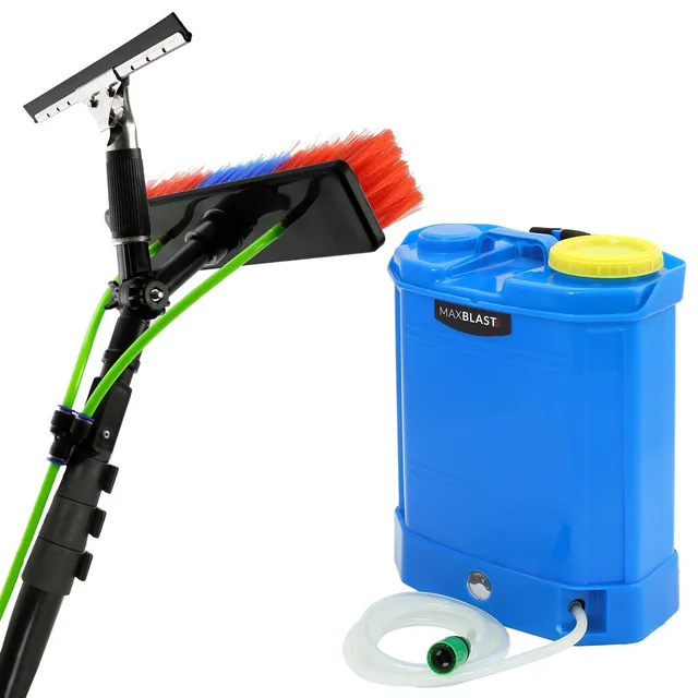 Q-Rax Kit Lavavetri Zaino 16 Litri + Asta Telescopica 6 Metri