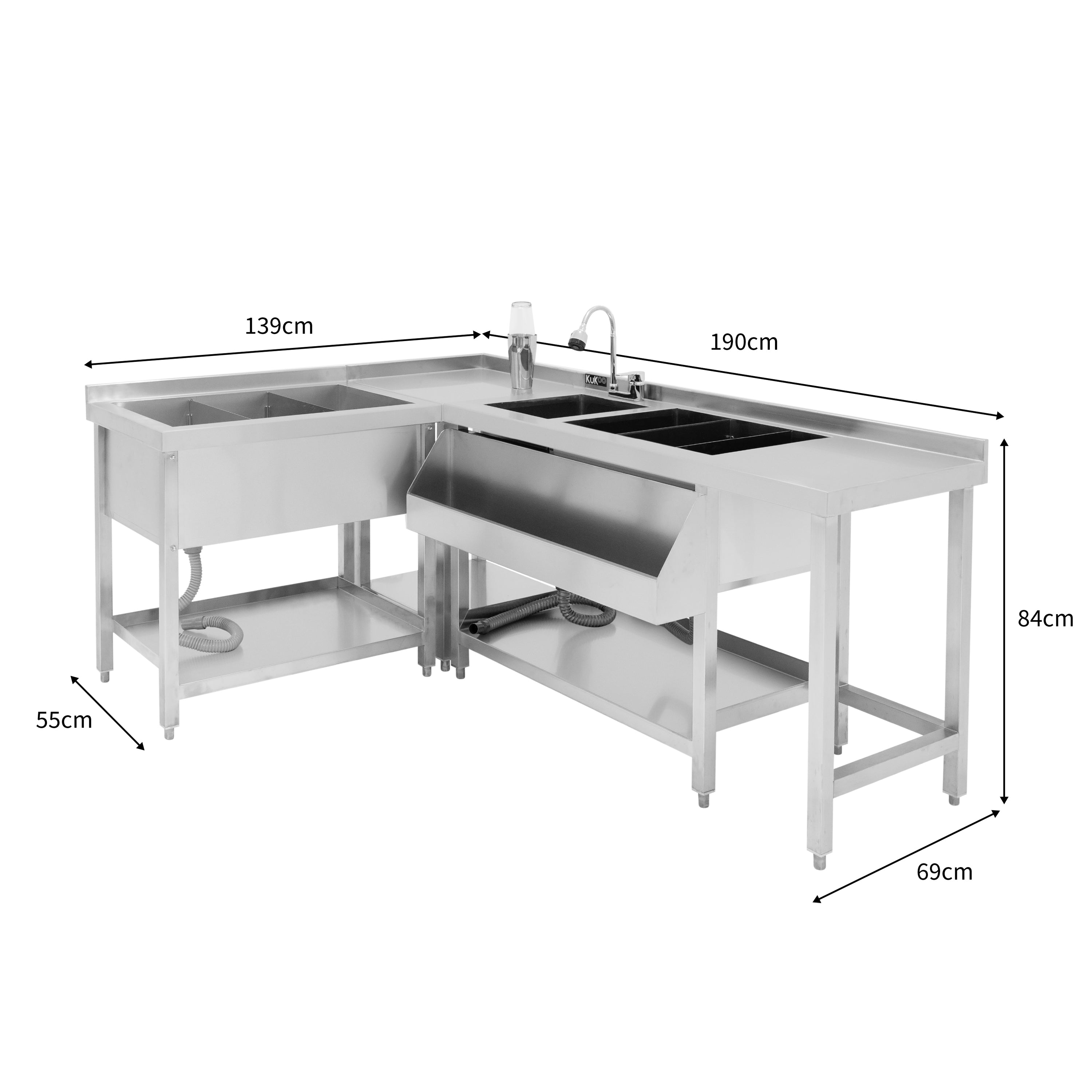 Q-Rax Postazione Cocktail Modulare Acciaio Inox con Pozzo Ghiaccio