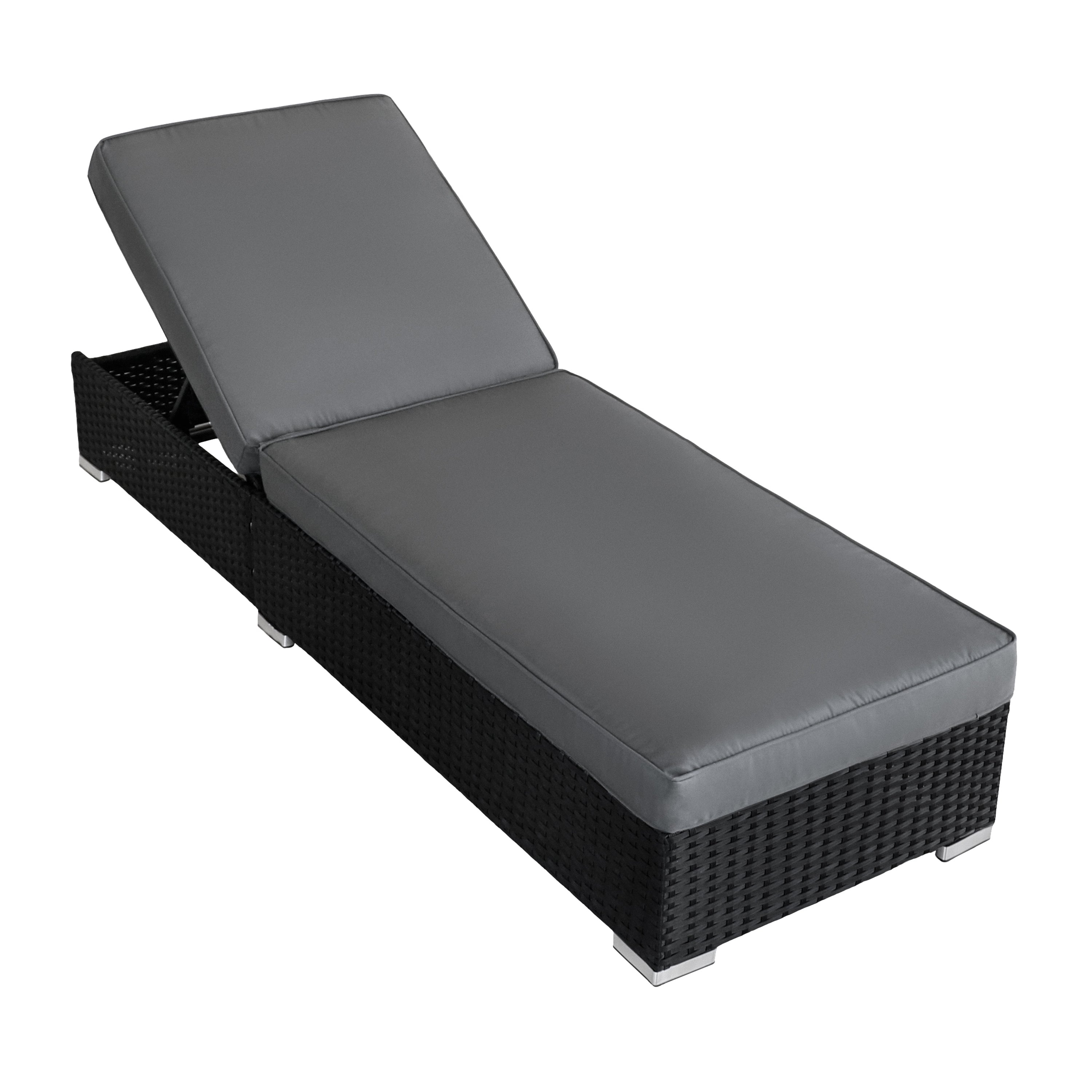 Q-Rax Set 2 lettini prendisole polyrattan nero+cuscini