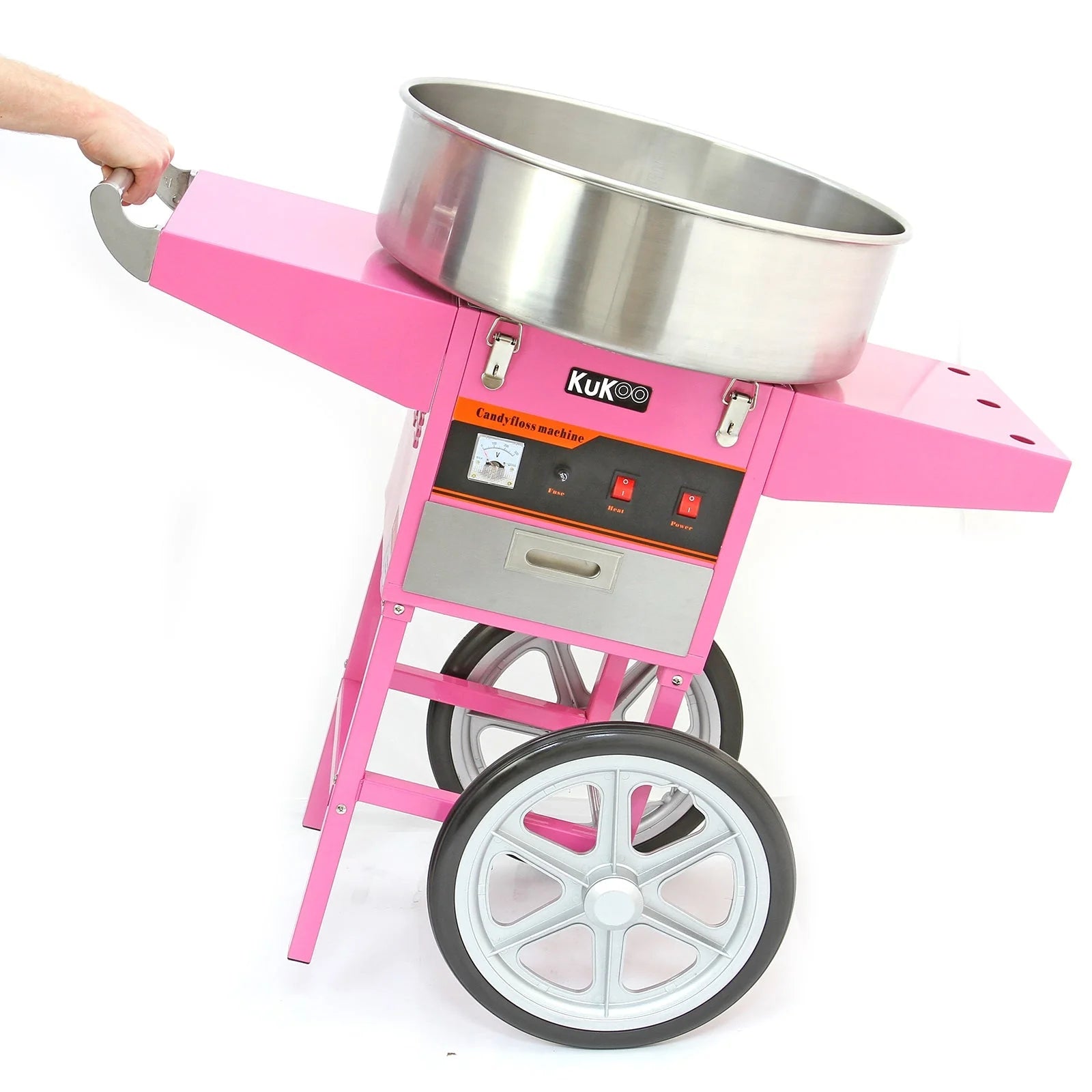 Q-Rax Macchina Zucchero Filato Rosa 50 cm con Carrello