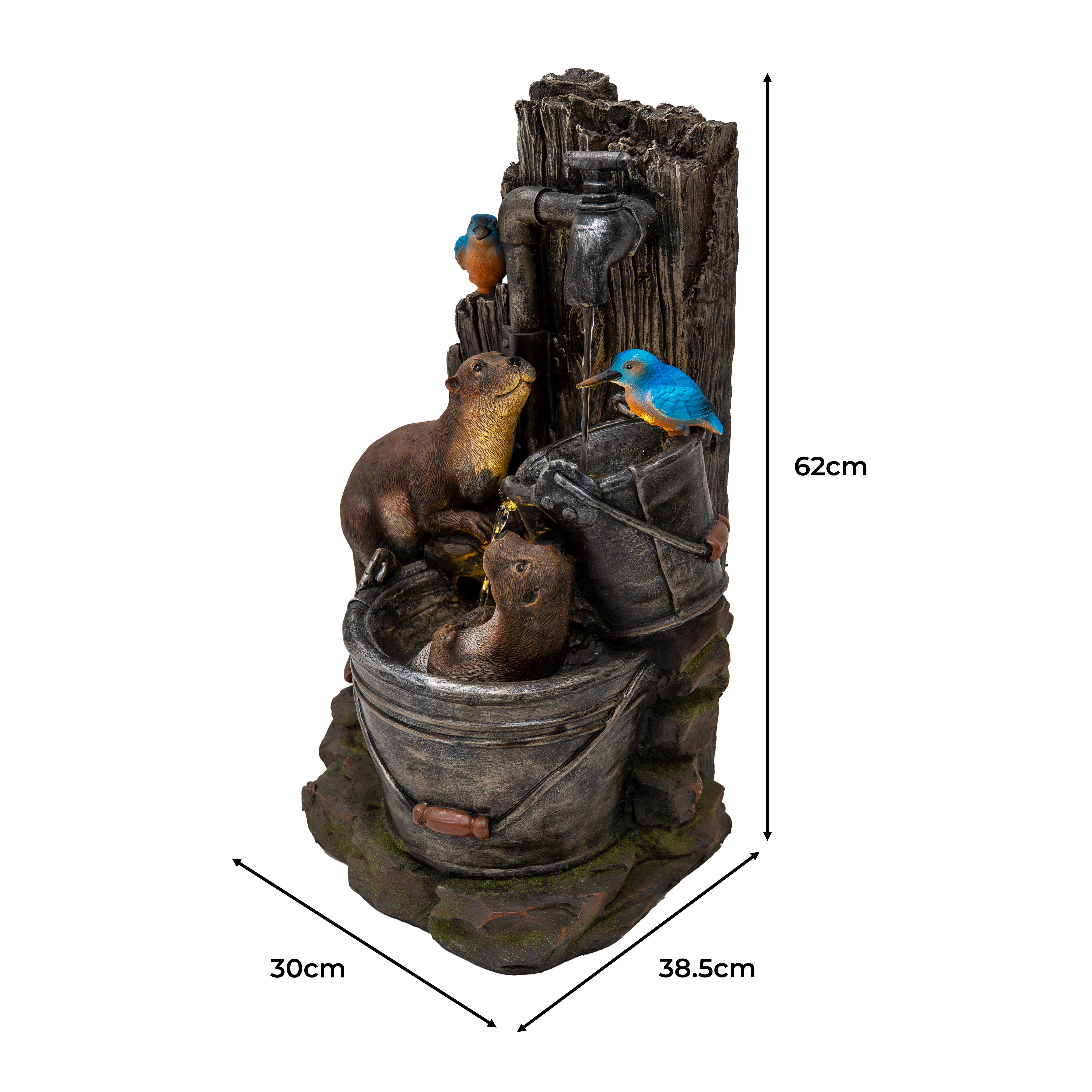 Q-Rax Otter Oasis Fontana Elettrica Giardino con LED