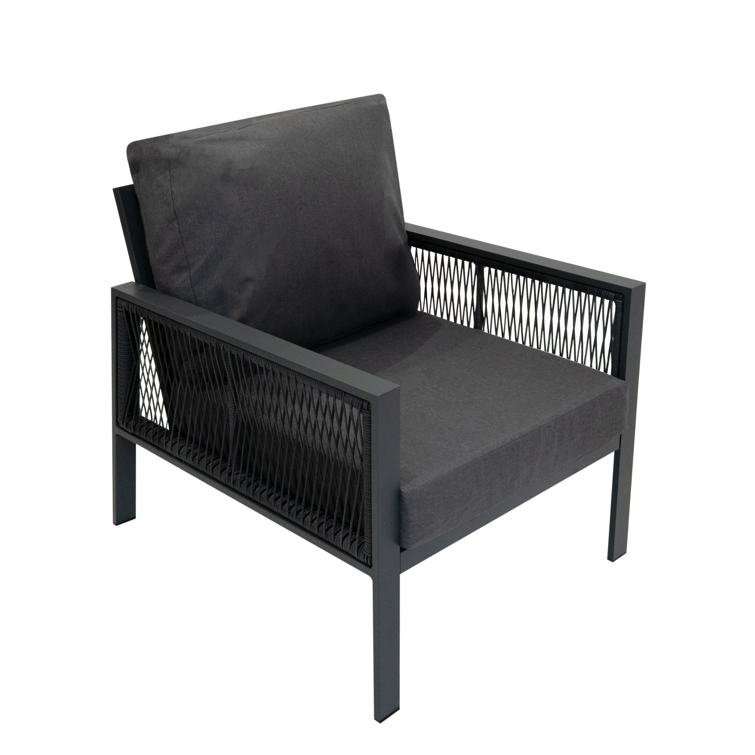 Q-Rax Set divano giardino alluminio antracite 4 pezzi cuscini