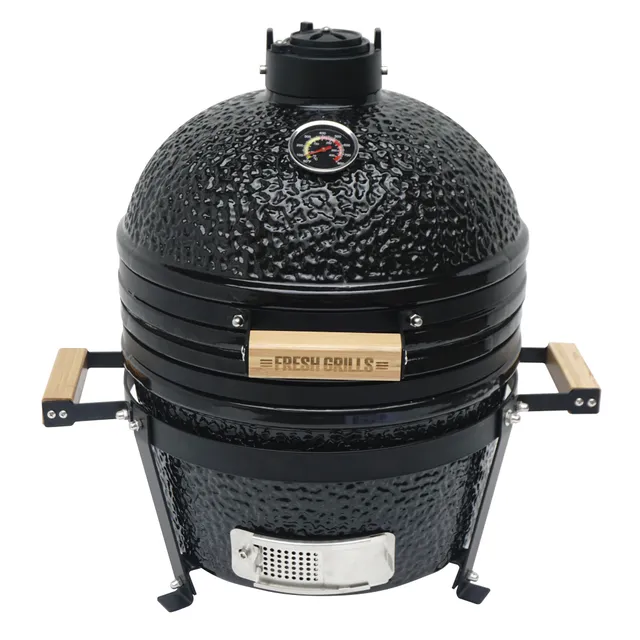 Q-Rax Kamado 16" Barbecue in Ceramica 40,6 cm Nero