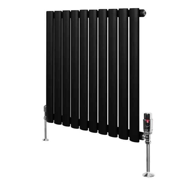 Q-Rax Tradizionali 600x600 Radiatore Nero con Valvole
