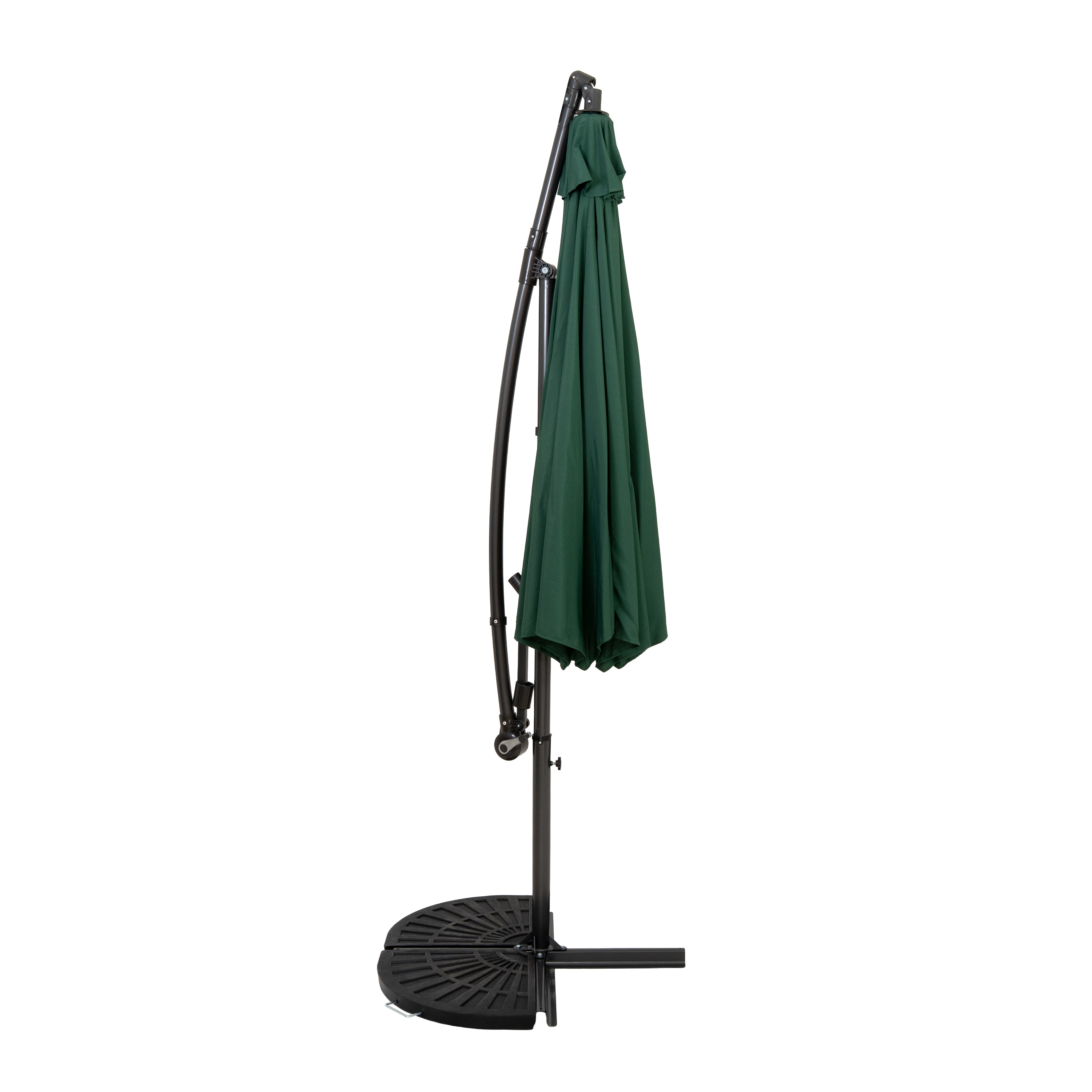 Q-Rax Ombrellone Decentrato 3m verde poliestere con base resina