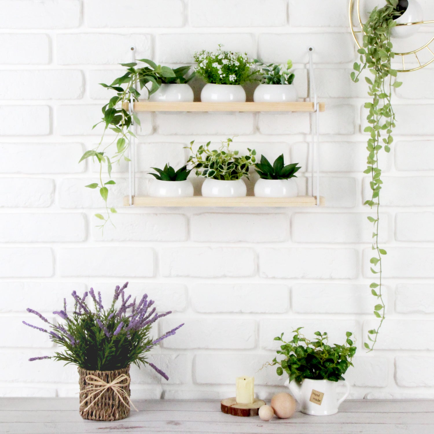 Jackcube Design Plant Fioriera Parete Legno 2 Ripiani con 6 Vasi