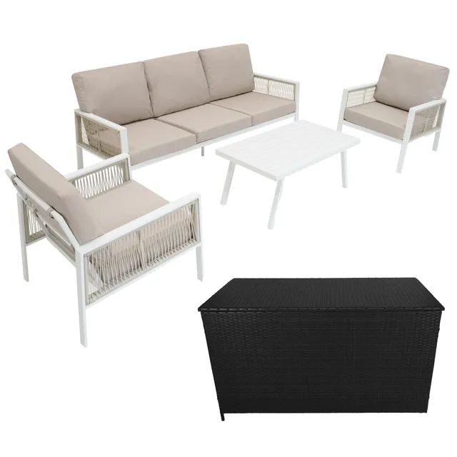 Q-Rax Set Giardino Alluminio 4 Pezzi con Cassapanca 582L