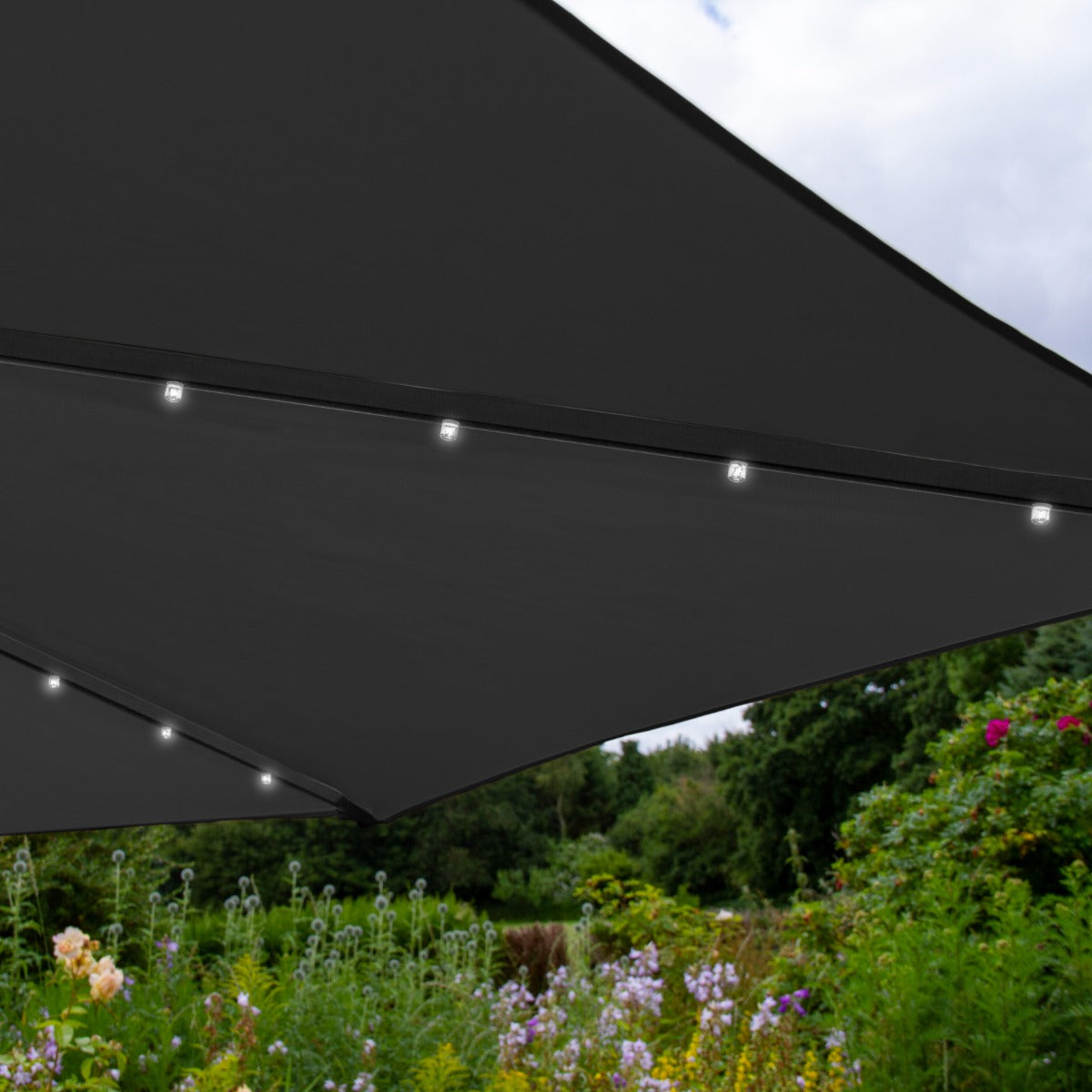 Q-Rax Mobili da Esterno Ombrellone 3m LED Grigio con Base