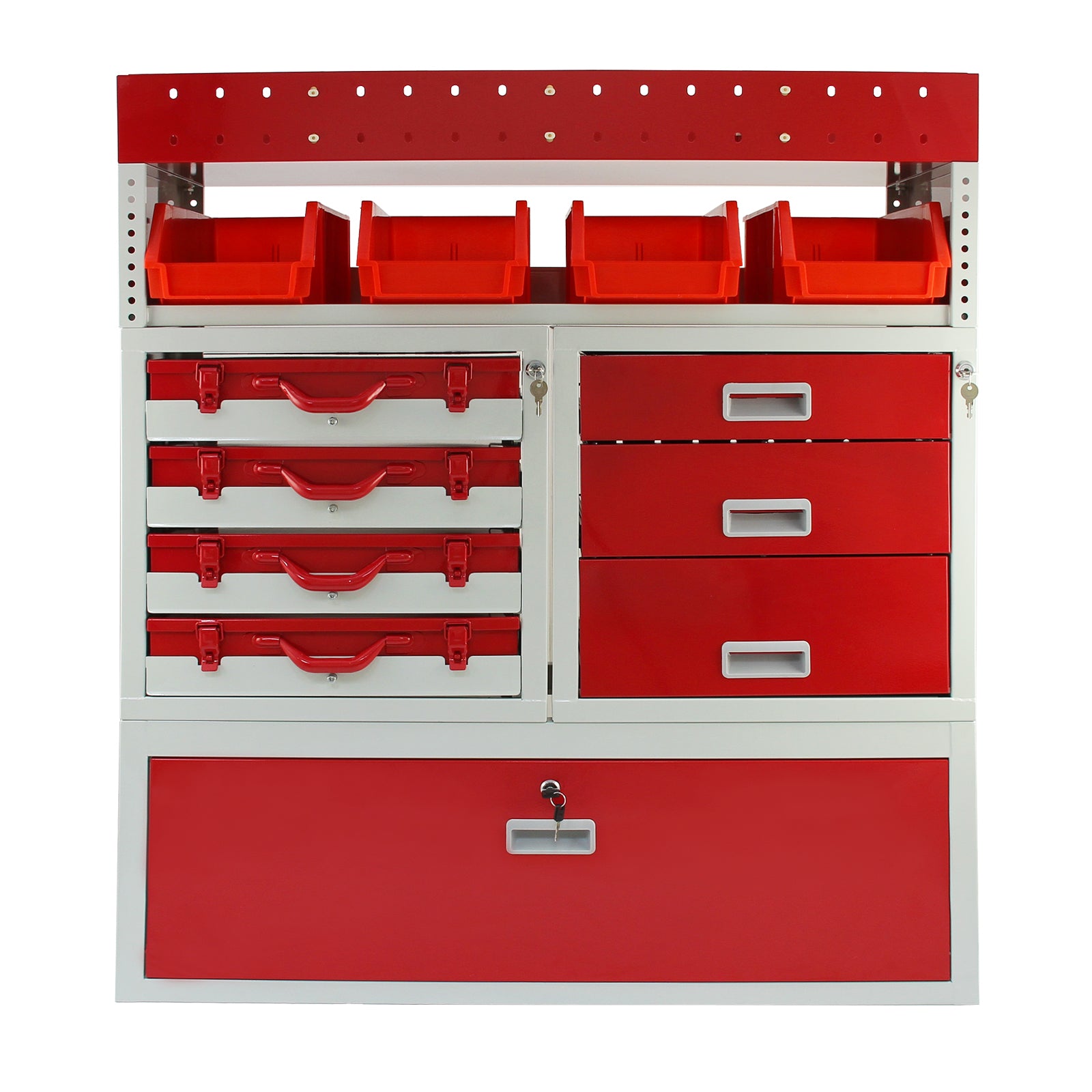 Q-Rax Scaffali da Garage Set Flame scaffalatura furgone acciaio rosso