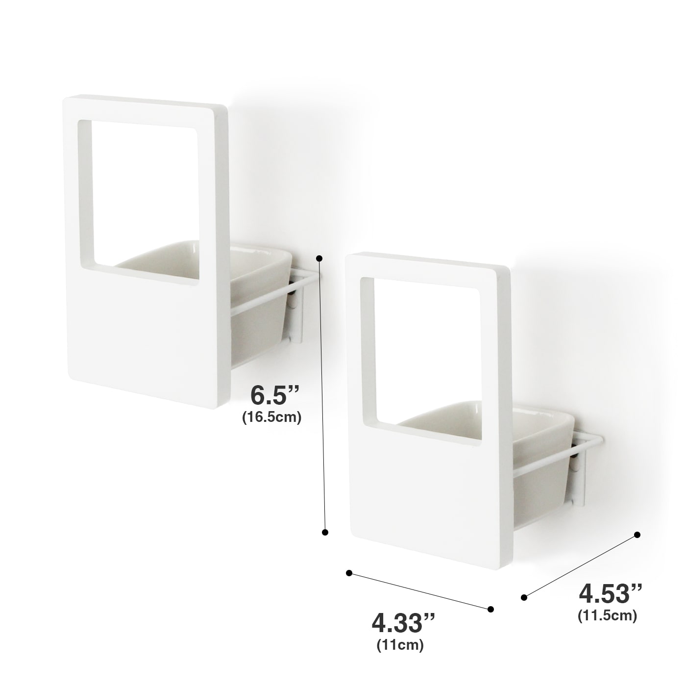 Jackcube Design Plant fioriere parete set 2 ceramica bianca legno