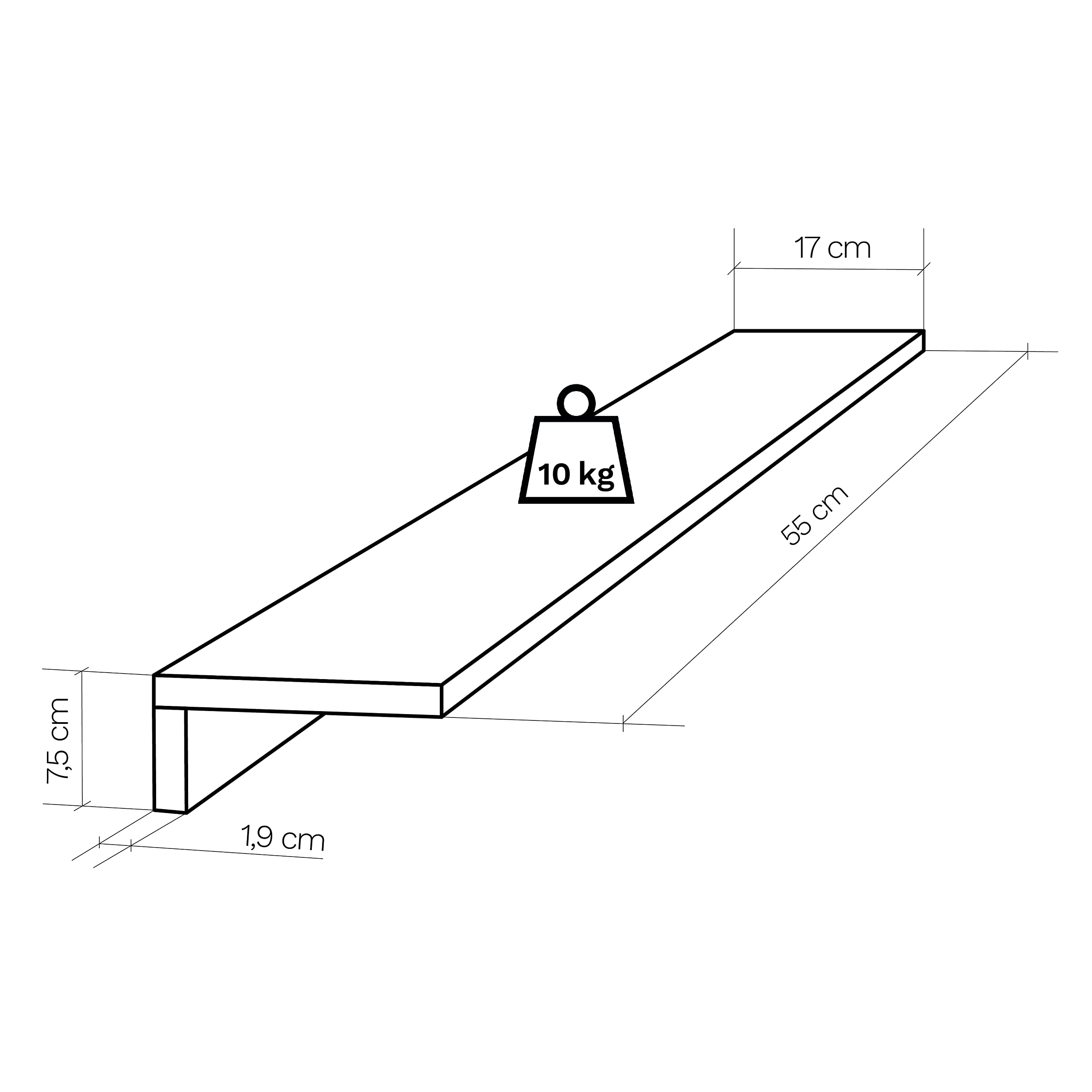 Henor Mensole set 3 mensole legno 55 cm quercia stel