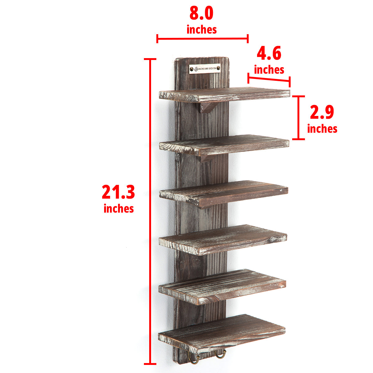 Jackcube Design Porta Occhiali Parete Legno 6 Ripiani 2 Ganci