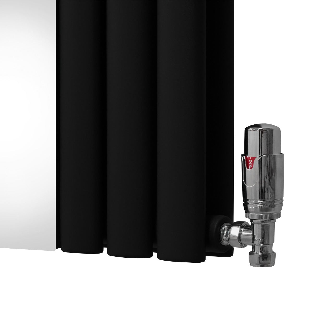 Q-Rax Radiatore nero specchio 1800x500 valvole cromate