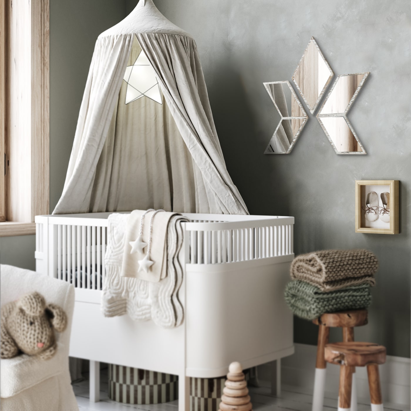 Jackcube Design Wall Décor set 3 specchi decorativi boho da parete