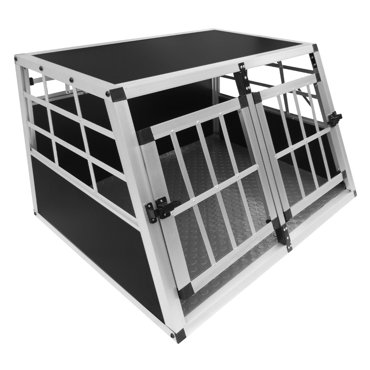 Q-Rax Gabbia Cani Auto Doppia Media Trasportino Alluminio 89 cm