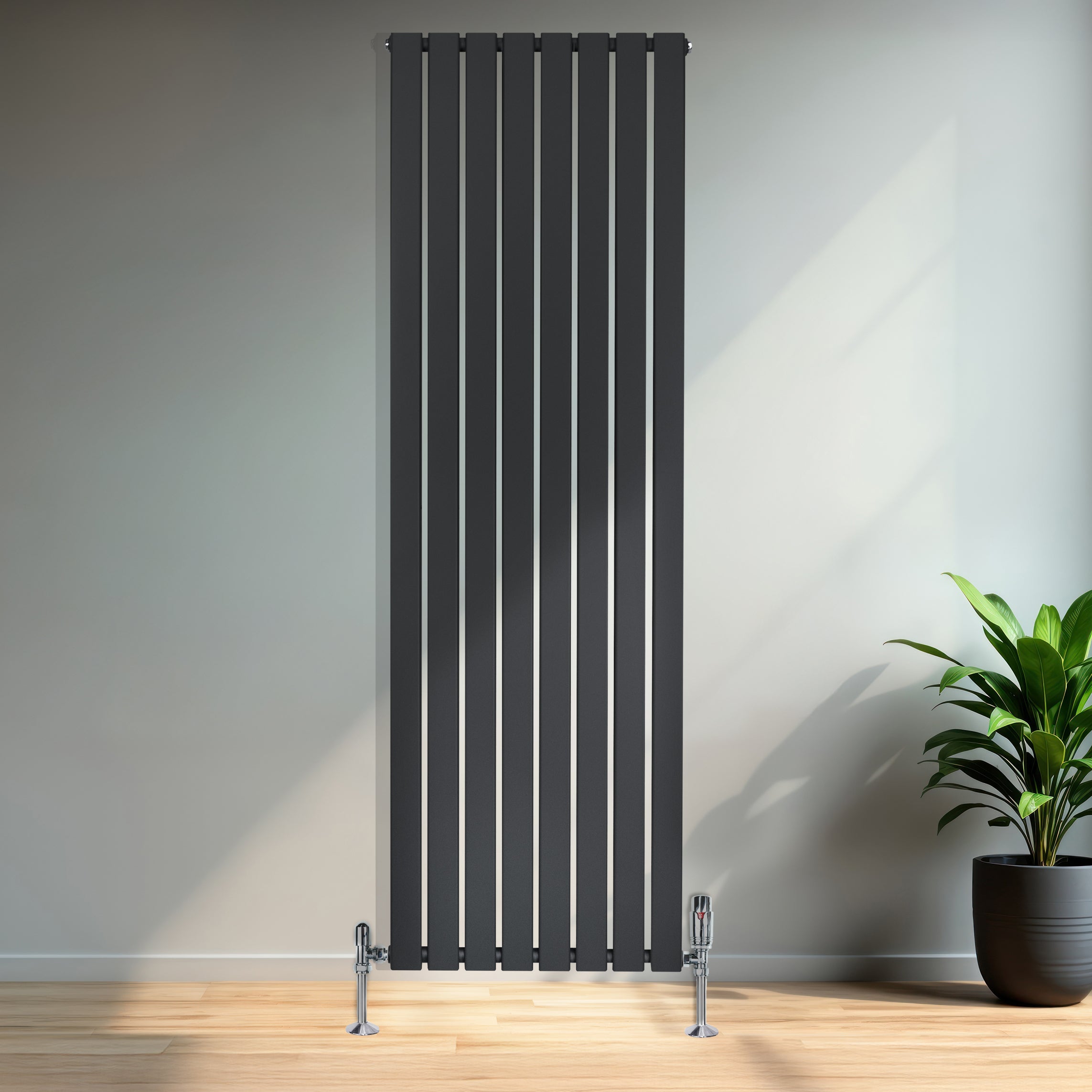 Q-Rax Radiatori a Pannelli Piatti Radiatore 1800x560 mm Nero Valvole