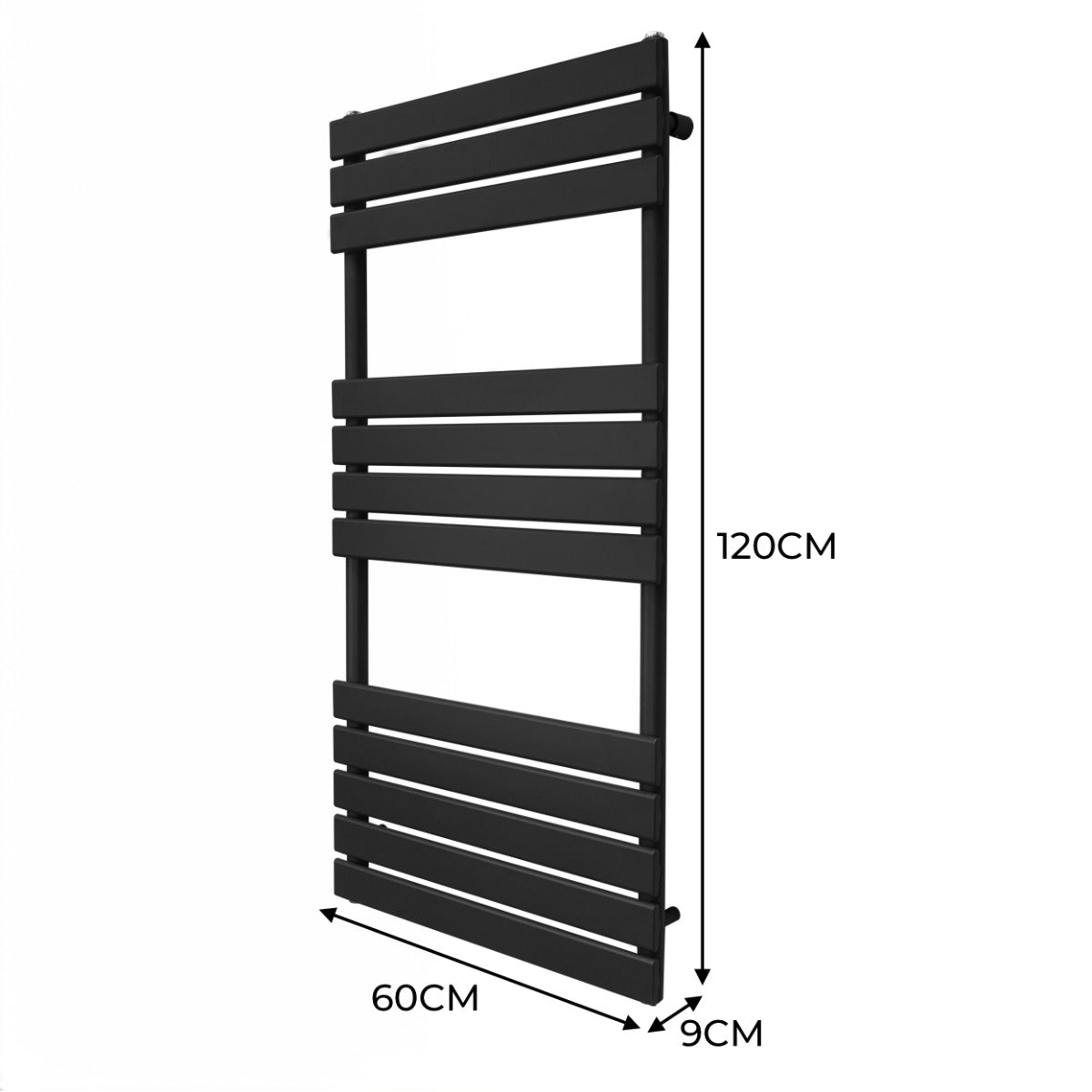 Q-Rax Radiatori per Asciugamani 1200x600mm Nero Opaco