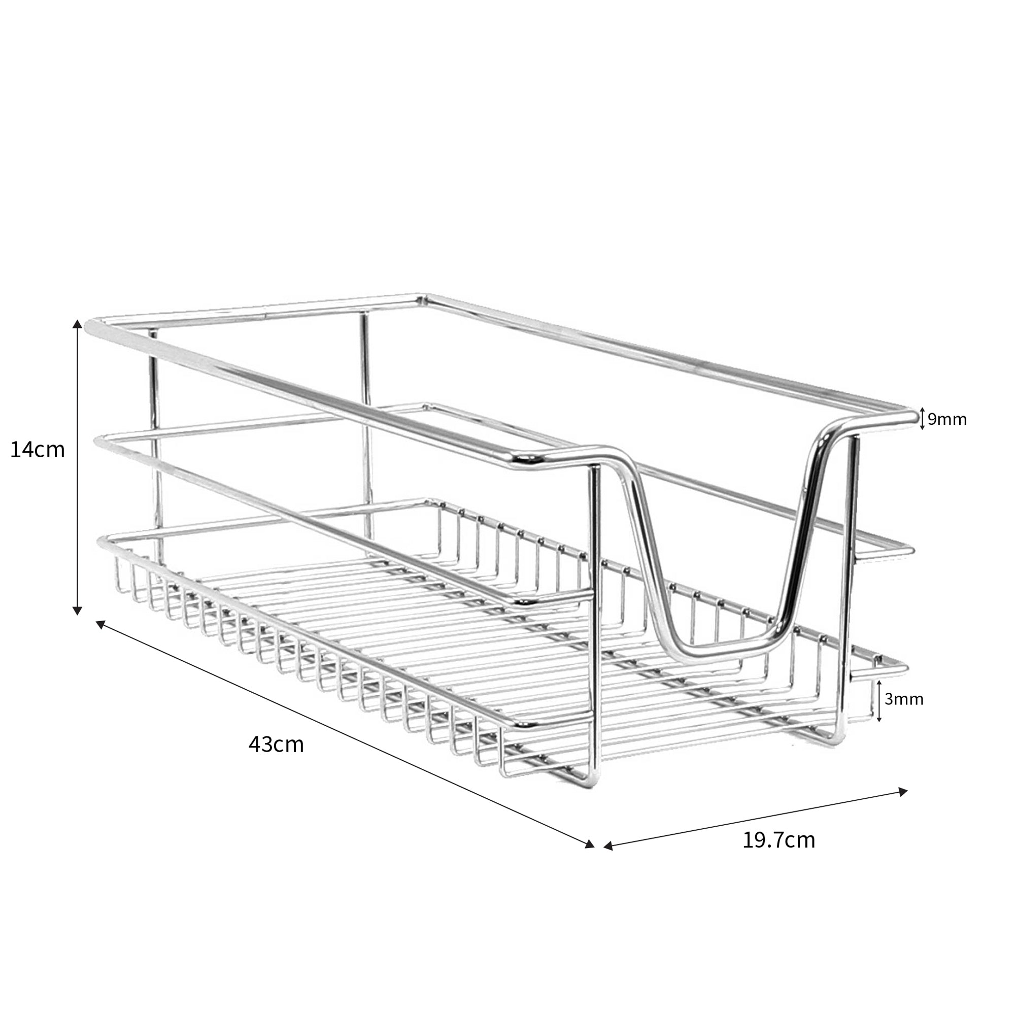 Q-Rax Cestelli Estraibili Cucina Acciaio 30 cm 3 Cesti 20 kg