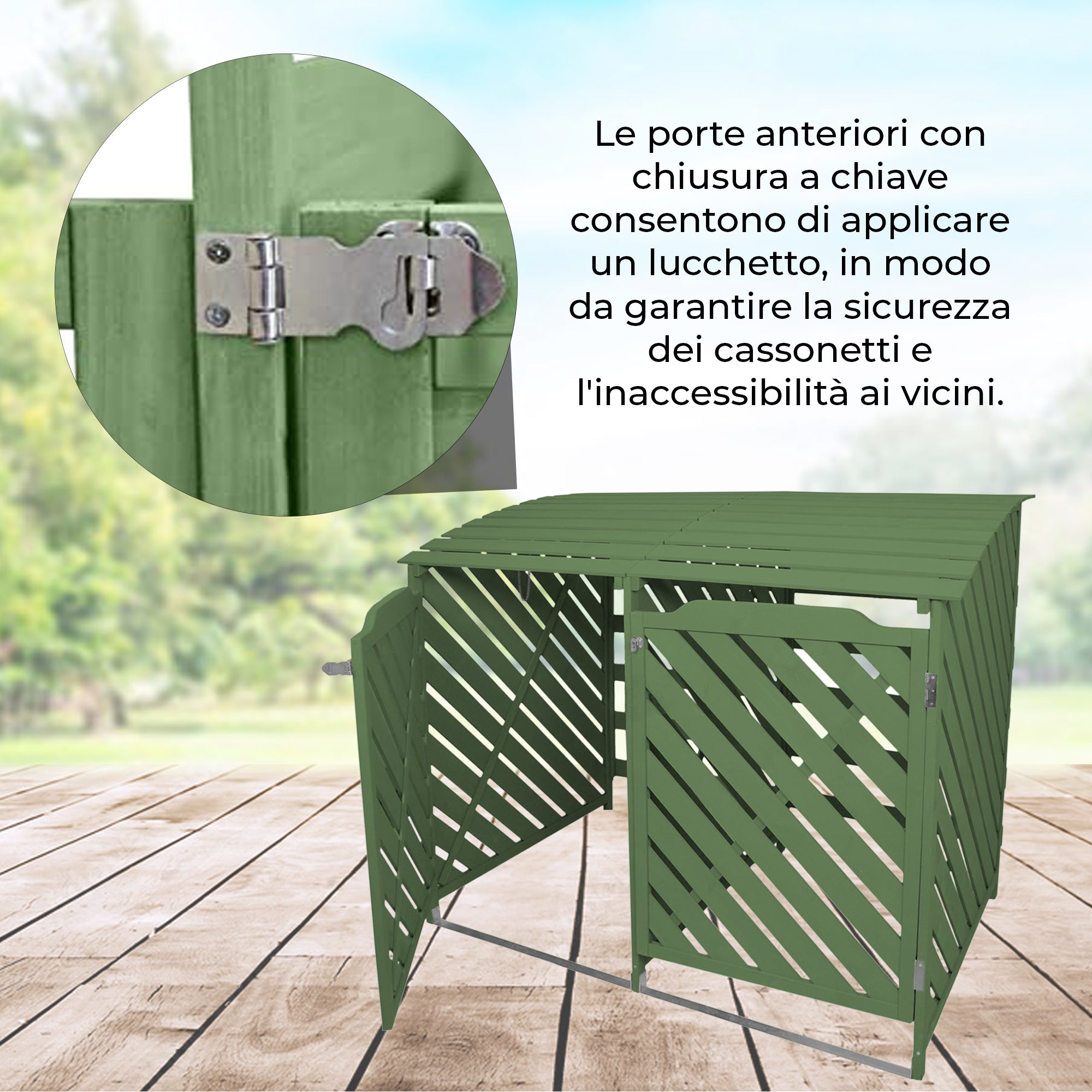 Q-Rax Copribidoni Doppio Legno Verde Salvia 2x240L
