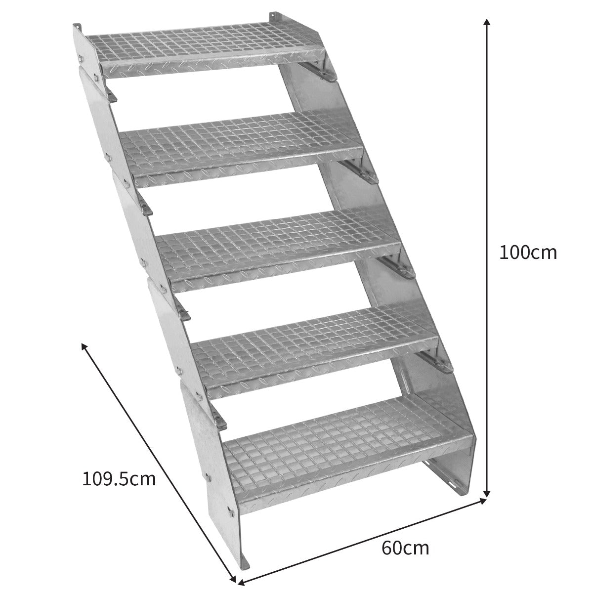 Q-Rax Scala Zincata 5 Elementi 600 mm Regolabile Esterno