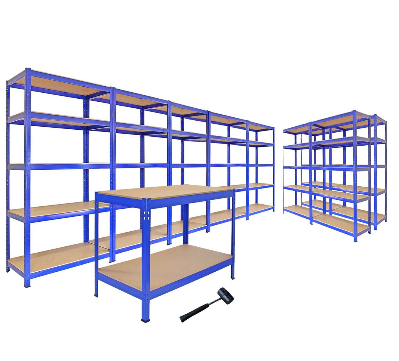 Q-Rax T-Rax Scaffale Garage Blu 75cm 90cm + Banco