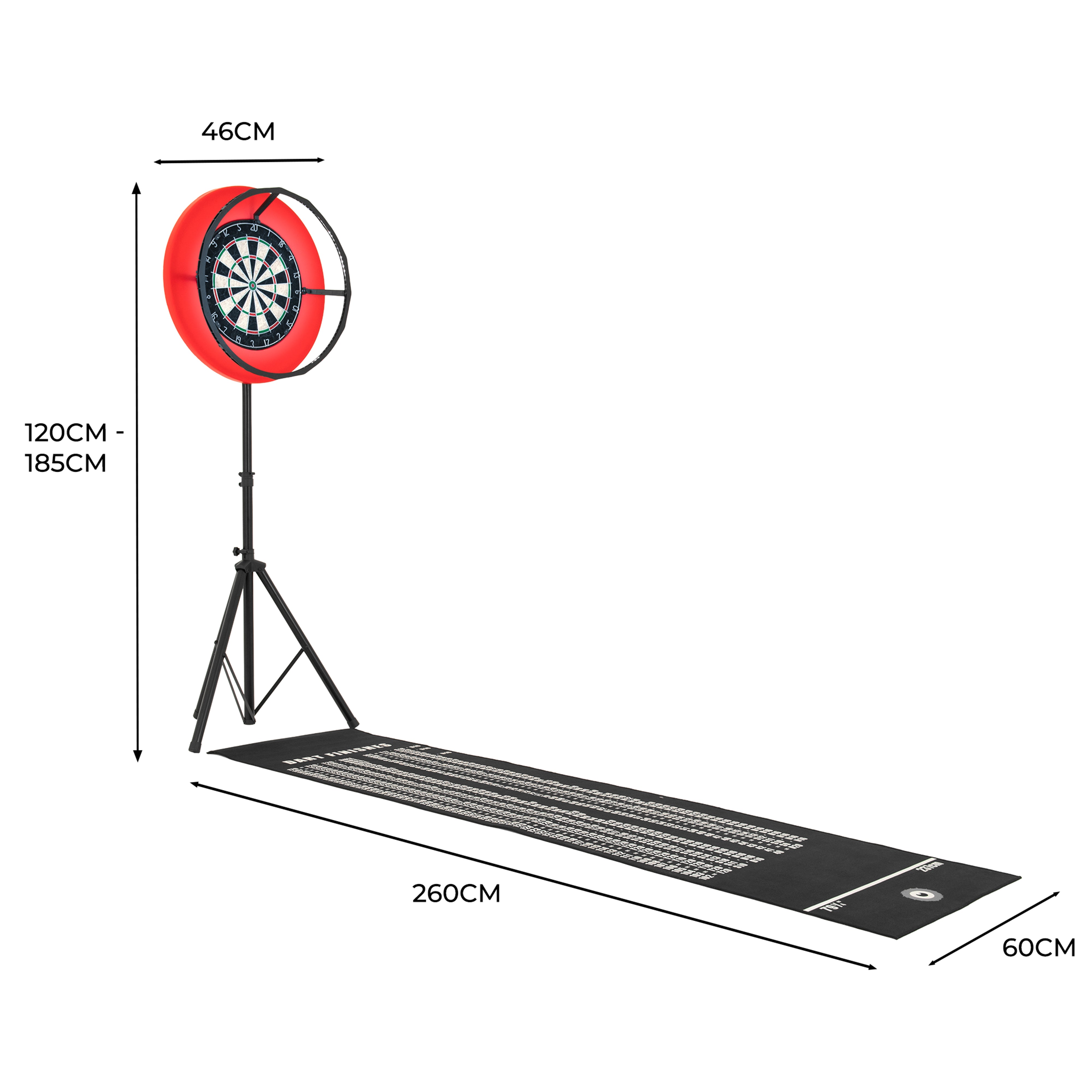 Q-Rax Set Bersaglio Freccette LED con Treppiede Regolabile