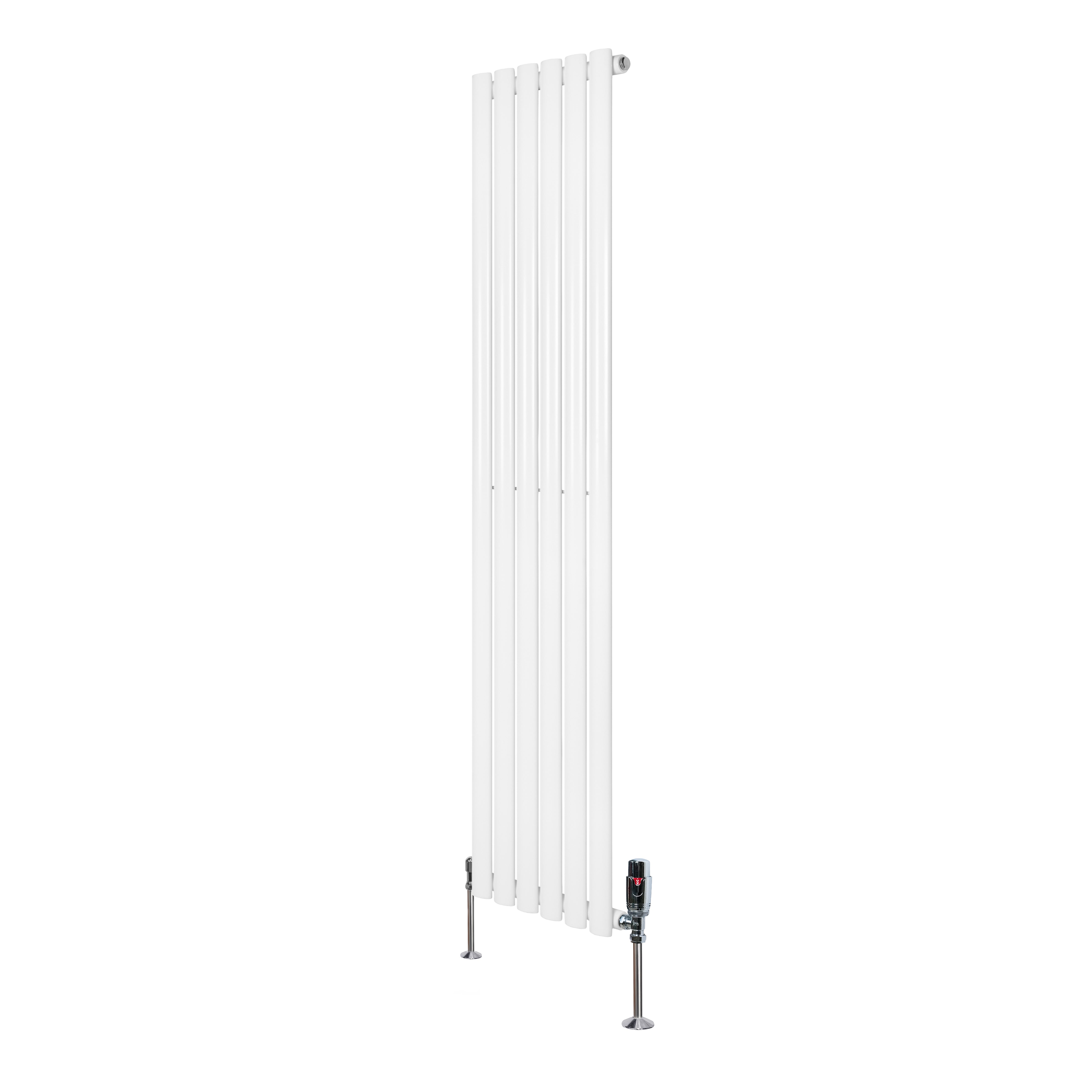 Q-Rax Radiatori Tradizionali Ovale 1600x360 radiatore bianco con valvole