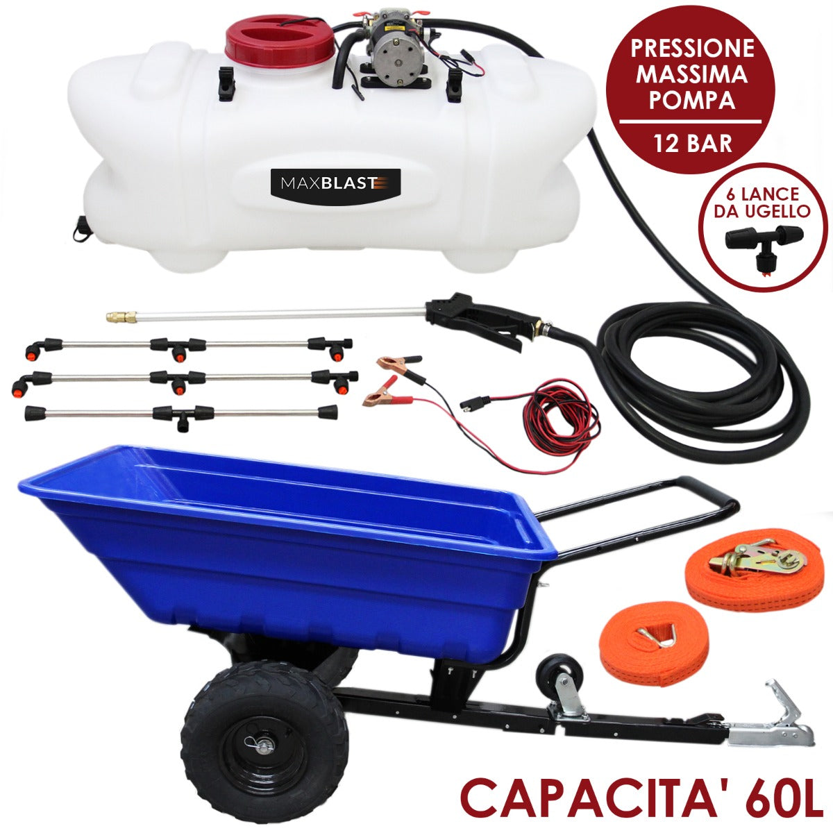 Q-Rax Deposito Bundle Rimorchio ATV + Spruzzatore 60L