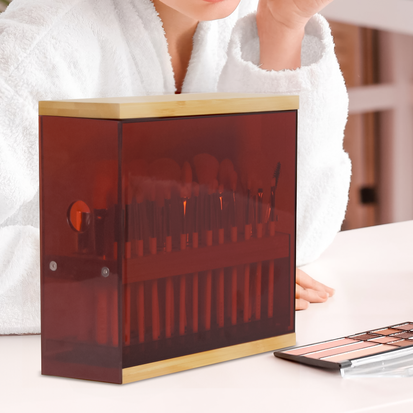 Jackcube Design portapennelli bamboo 29 fori marrone trasparente