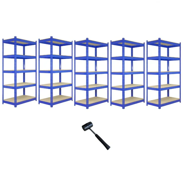 Q-Rax Scaffale Garage 90x50 Blu 5 Ripiani Portata 200 kg