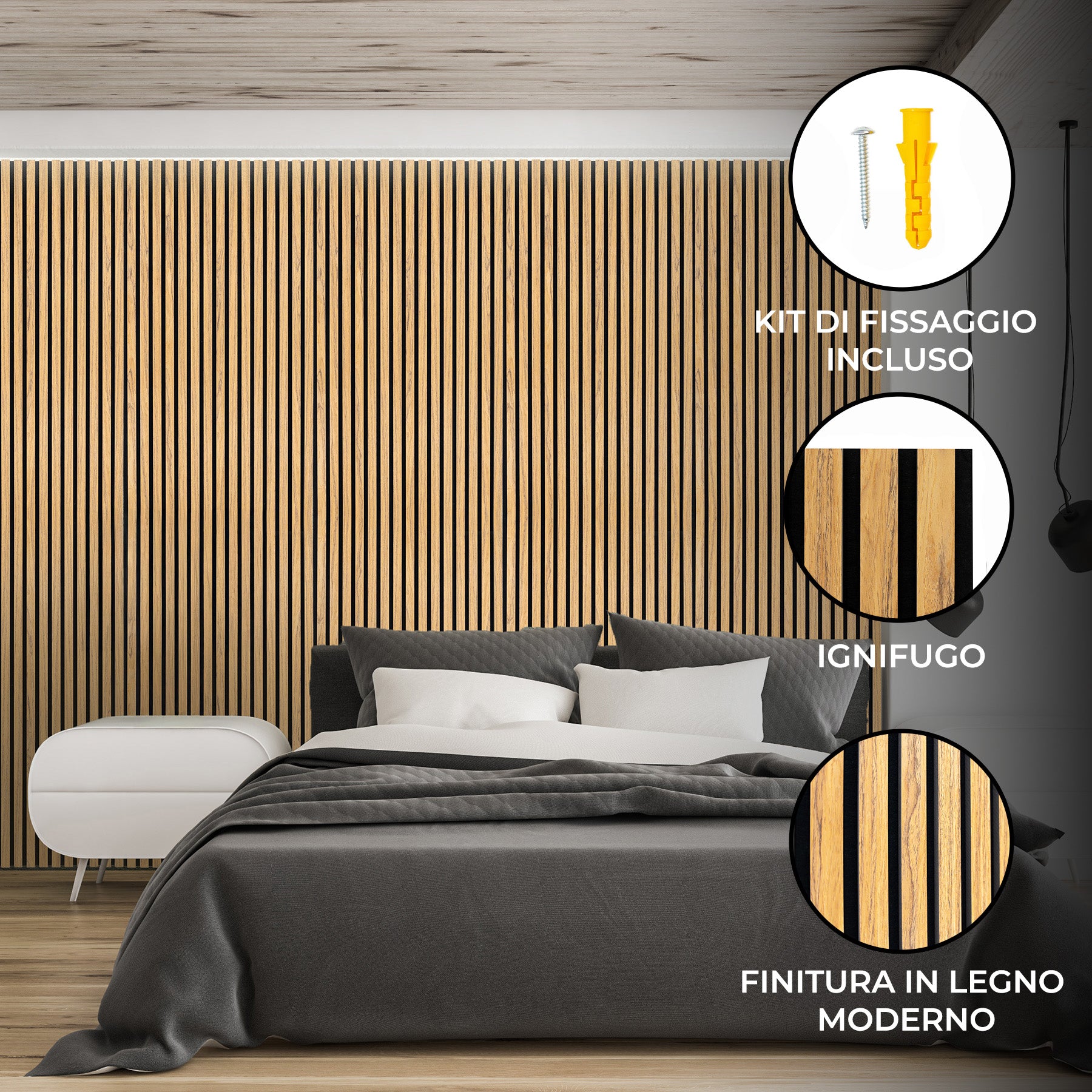 Q-Rax Pannello Fonoassorbente Doghe Rovere 240x60