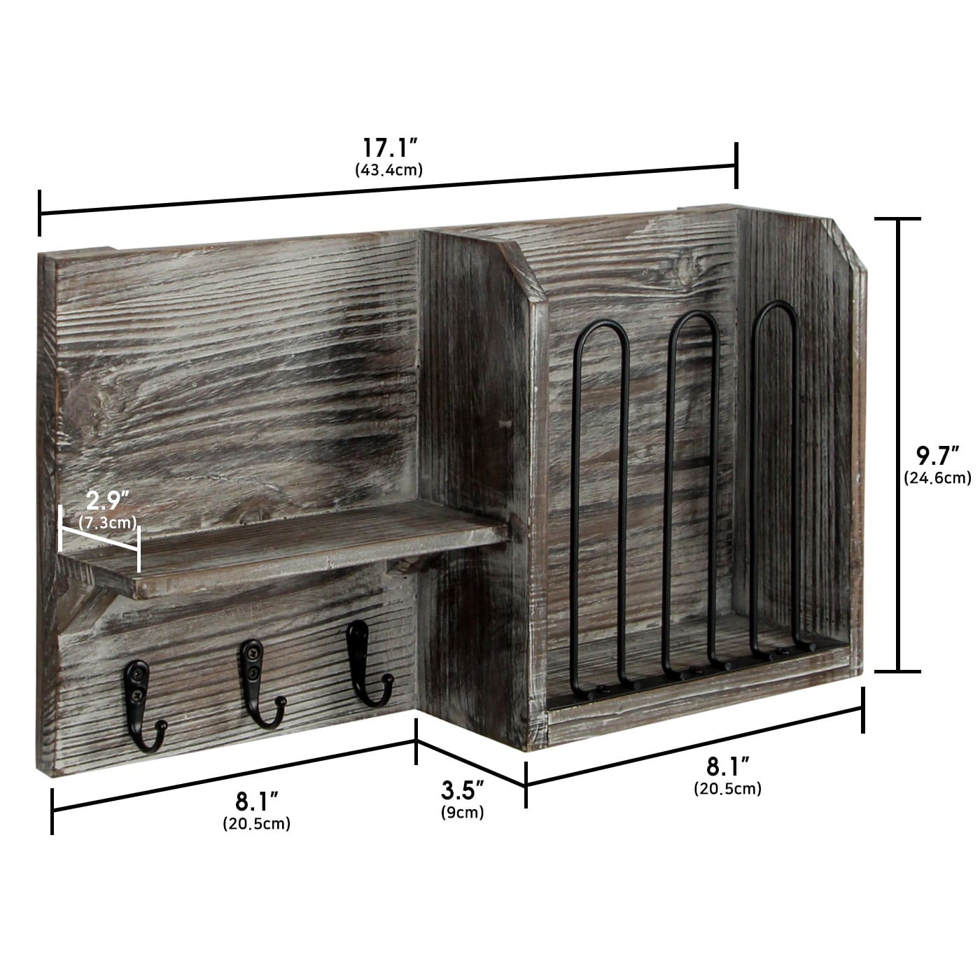 Jackcube Design Entryway Portachiavi Mensola Legno 3 Ganci