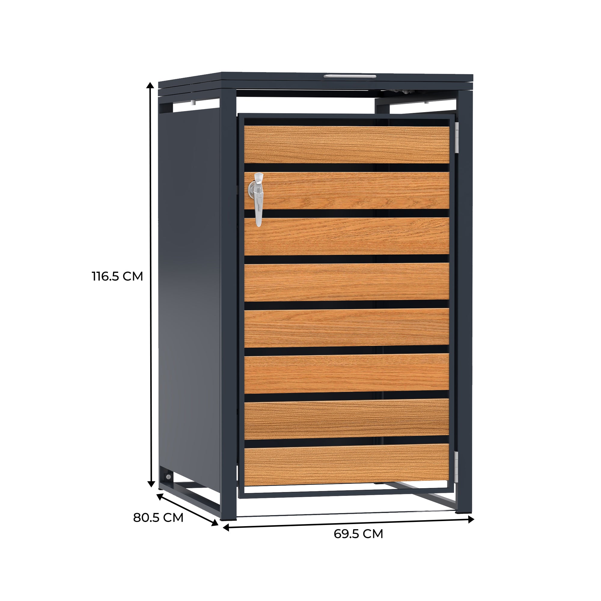 Q-Rax Copertura Singola Bidone 240L Antracite Legno