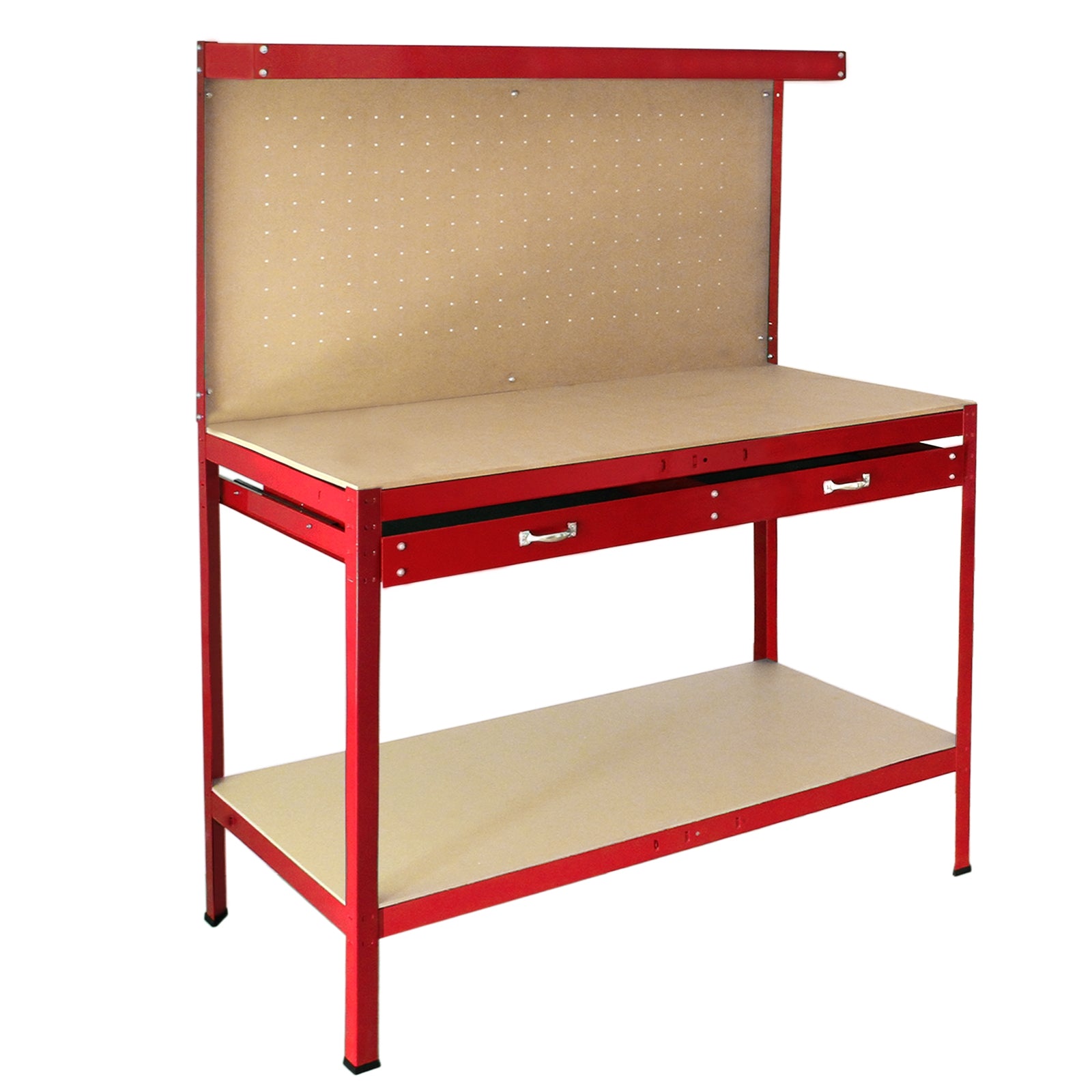 Q-Rax Banchi da Lavoro 120cm banco rosso con cassetto
