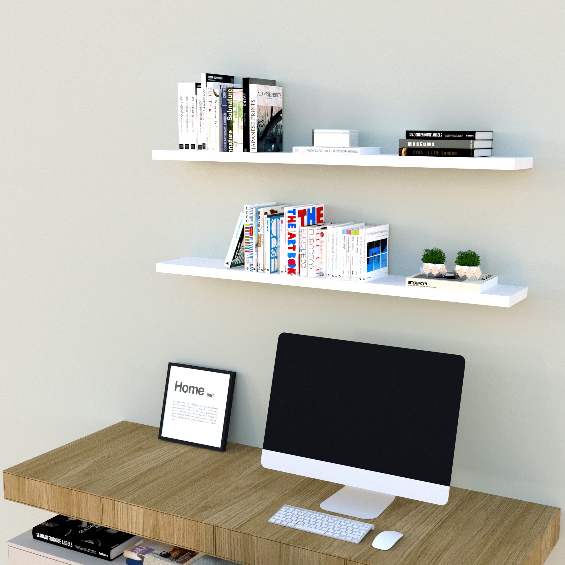 Henor Mensole 100x25x2,5 cm bianco parete portata 20 kg