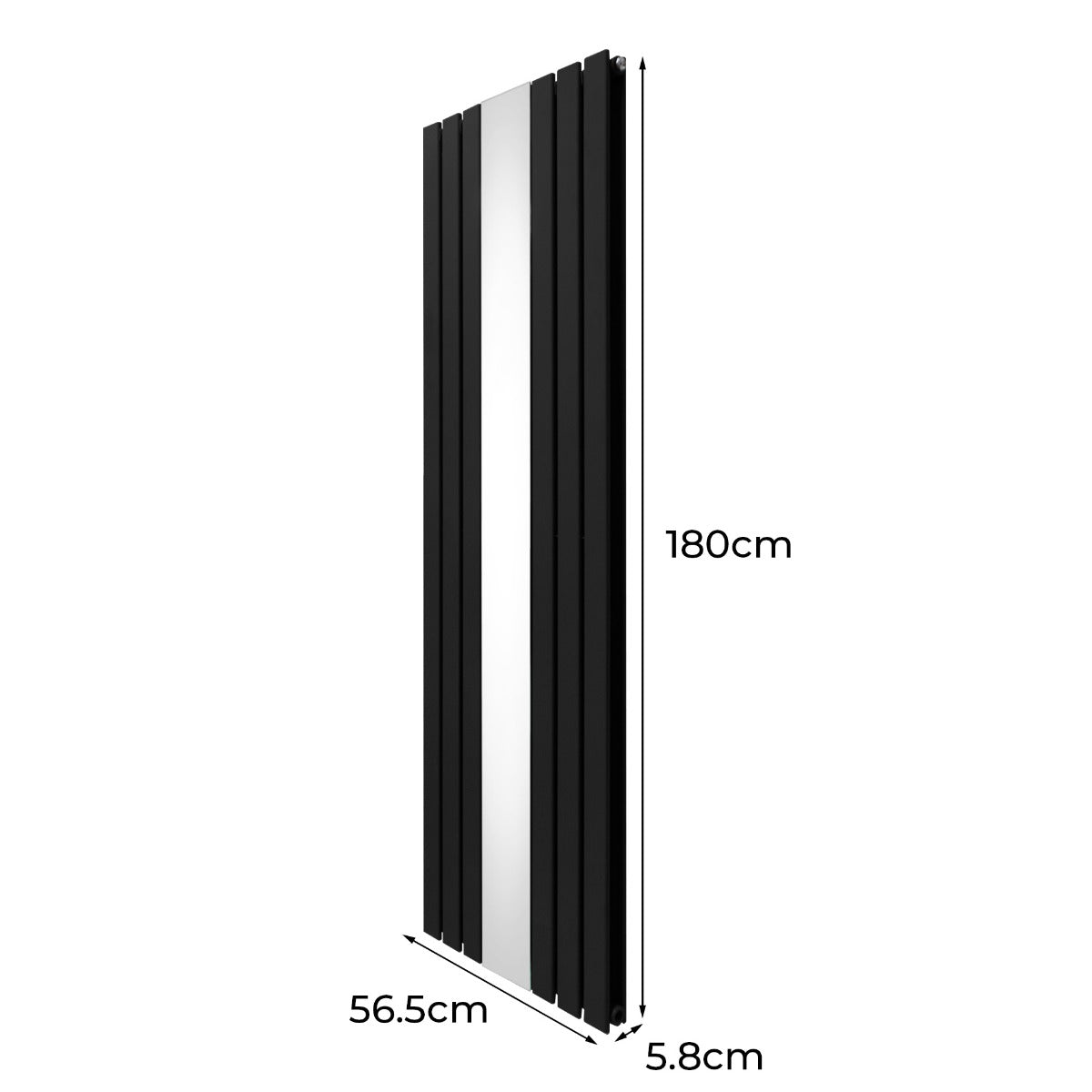 Q-Rax Radiatore Specchio 1800x565 Nero Valvole