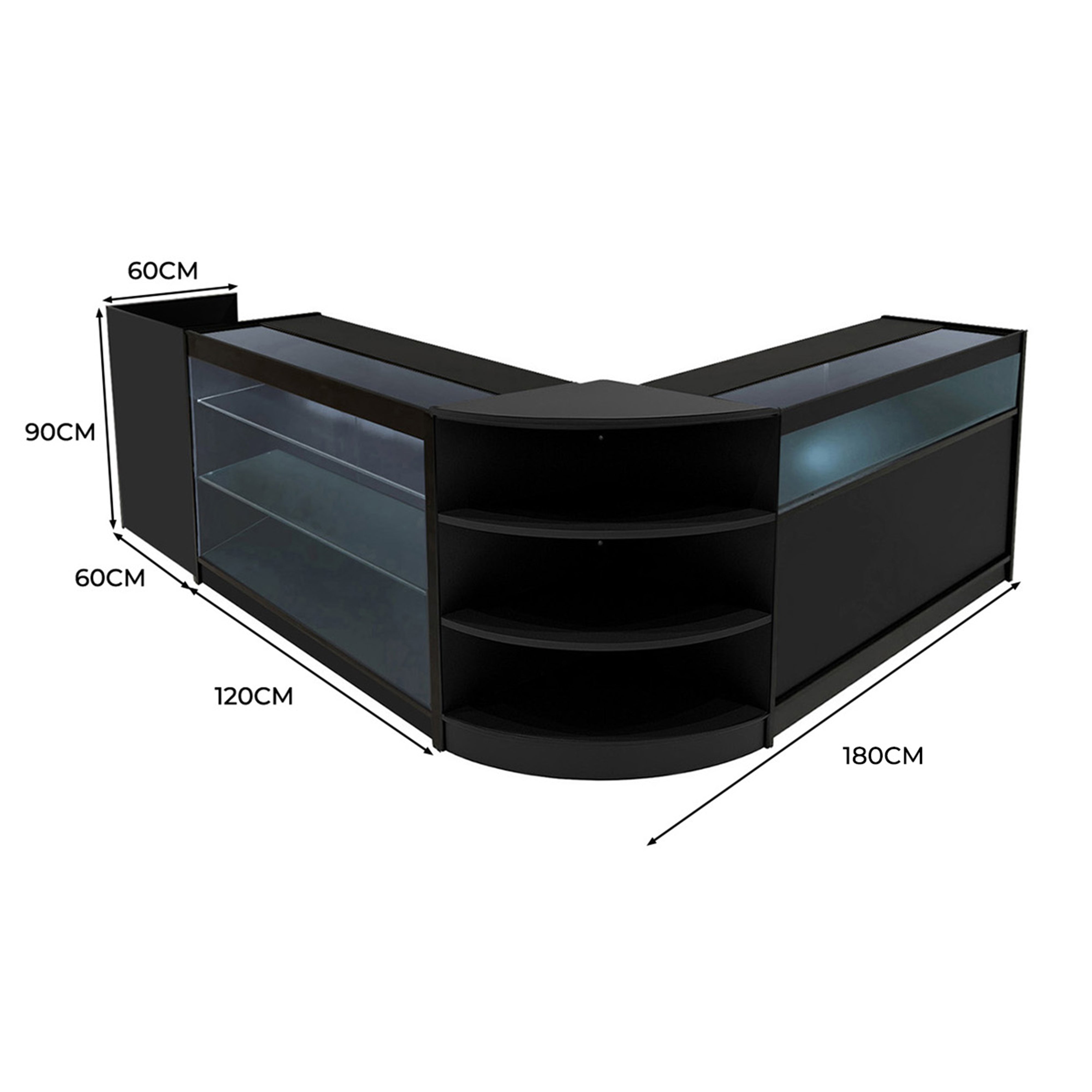 Q-Rax Banconi da Negozio Set Hyperion LED K1200 B1200 Nero
