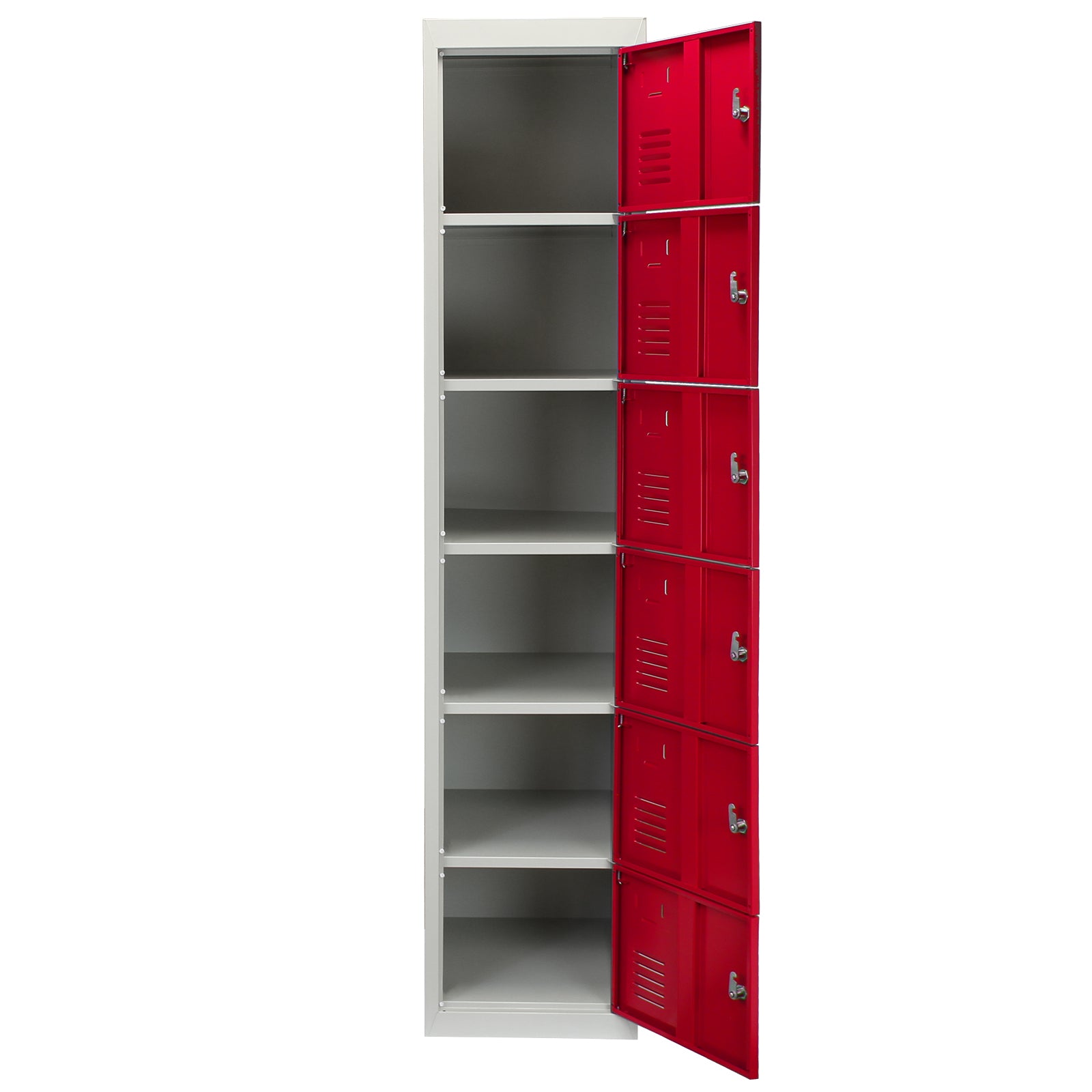 Q-Rax Armadietto 6 Porte Rosse Acciaio 38x45x180 cm Scuola