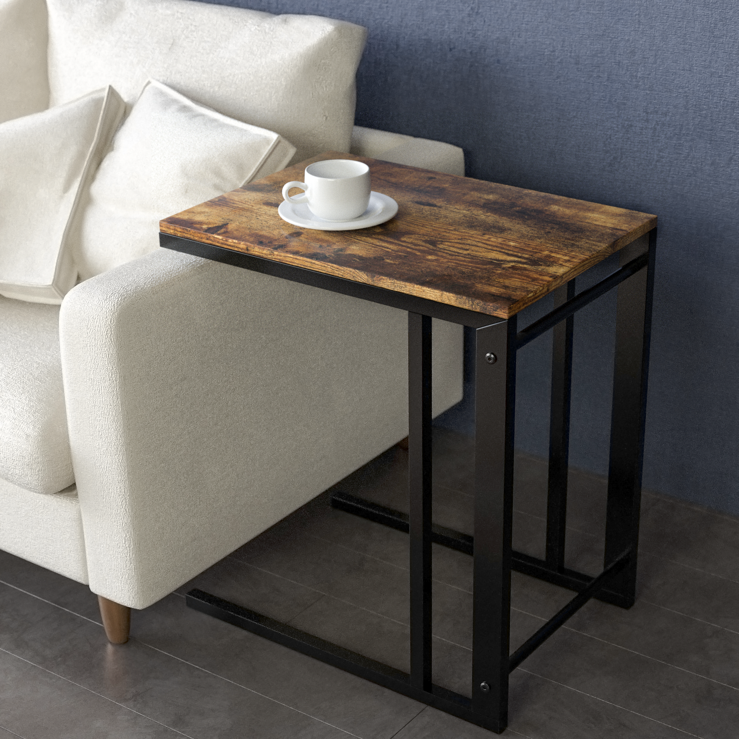 JackCube Design Living Room Tavolino a C Legno con Rotelle