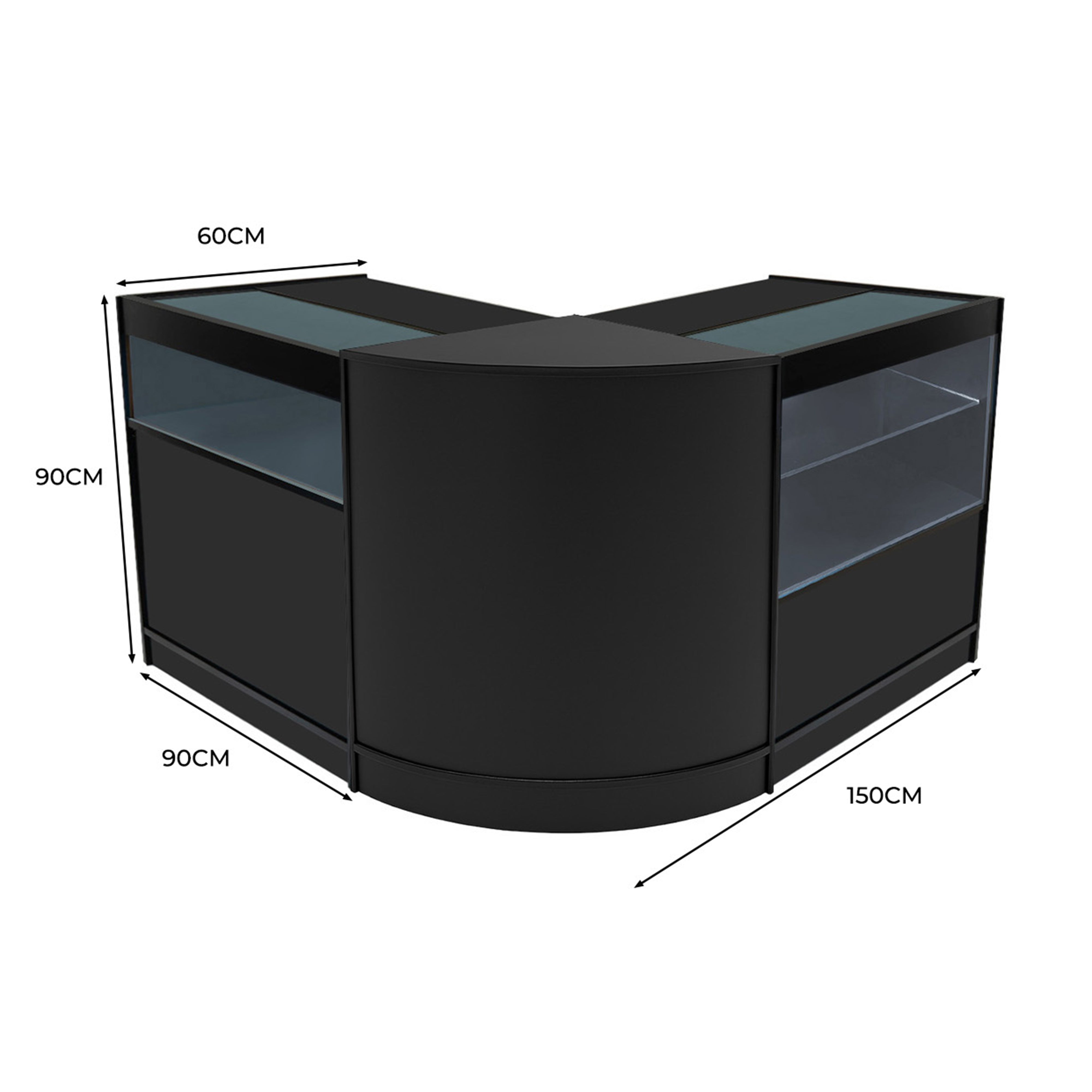 Q-Rax Banconi da Negozio Adonis set bancone nero LED B900
