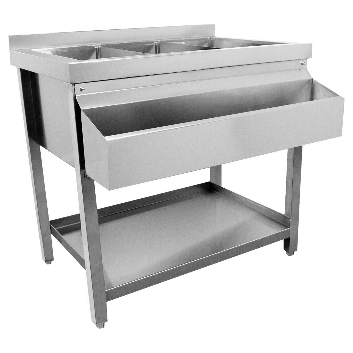 Q-Rax Bancone Postazione Barman Singola Inox 304 3 Vasche