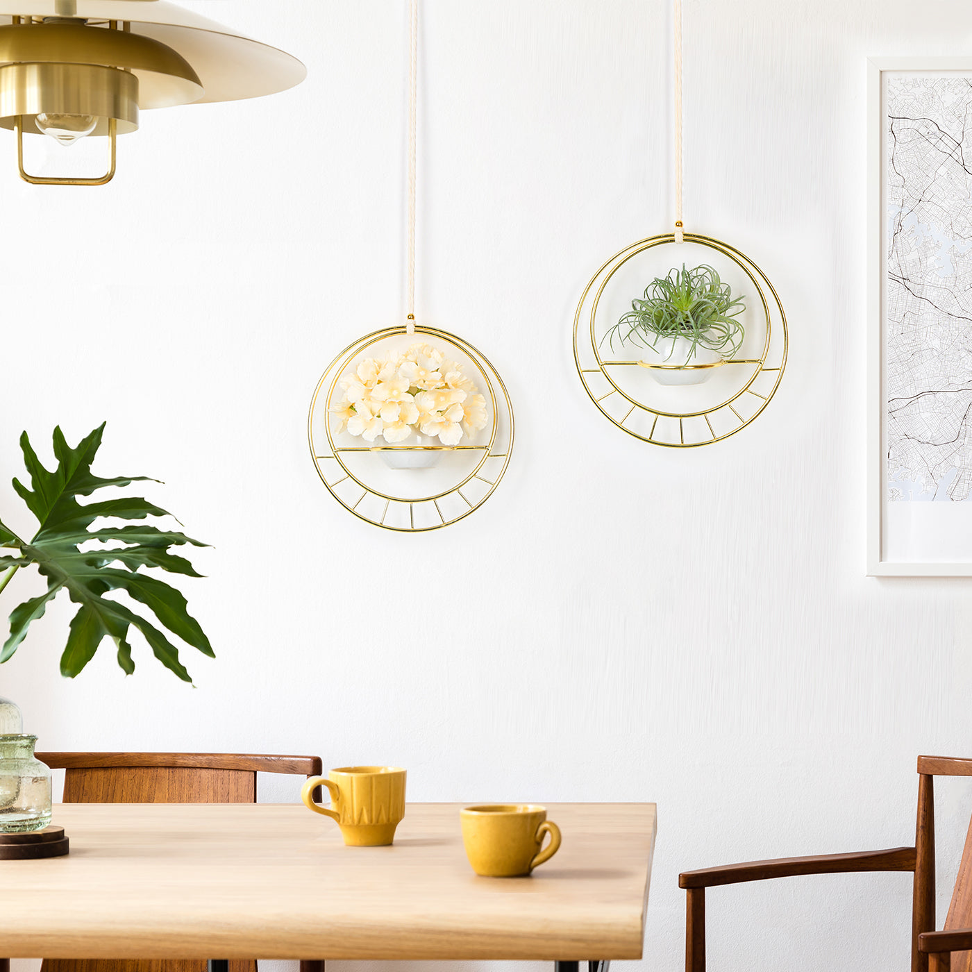 Jackcube Design Plant Set 2 Portavasi Sospesi Oro in Ceramica con Corda