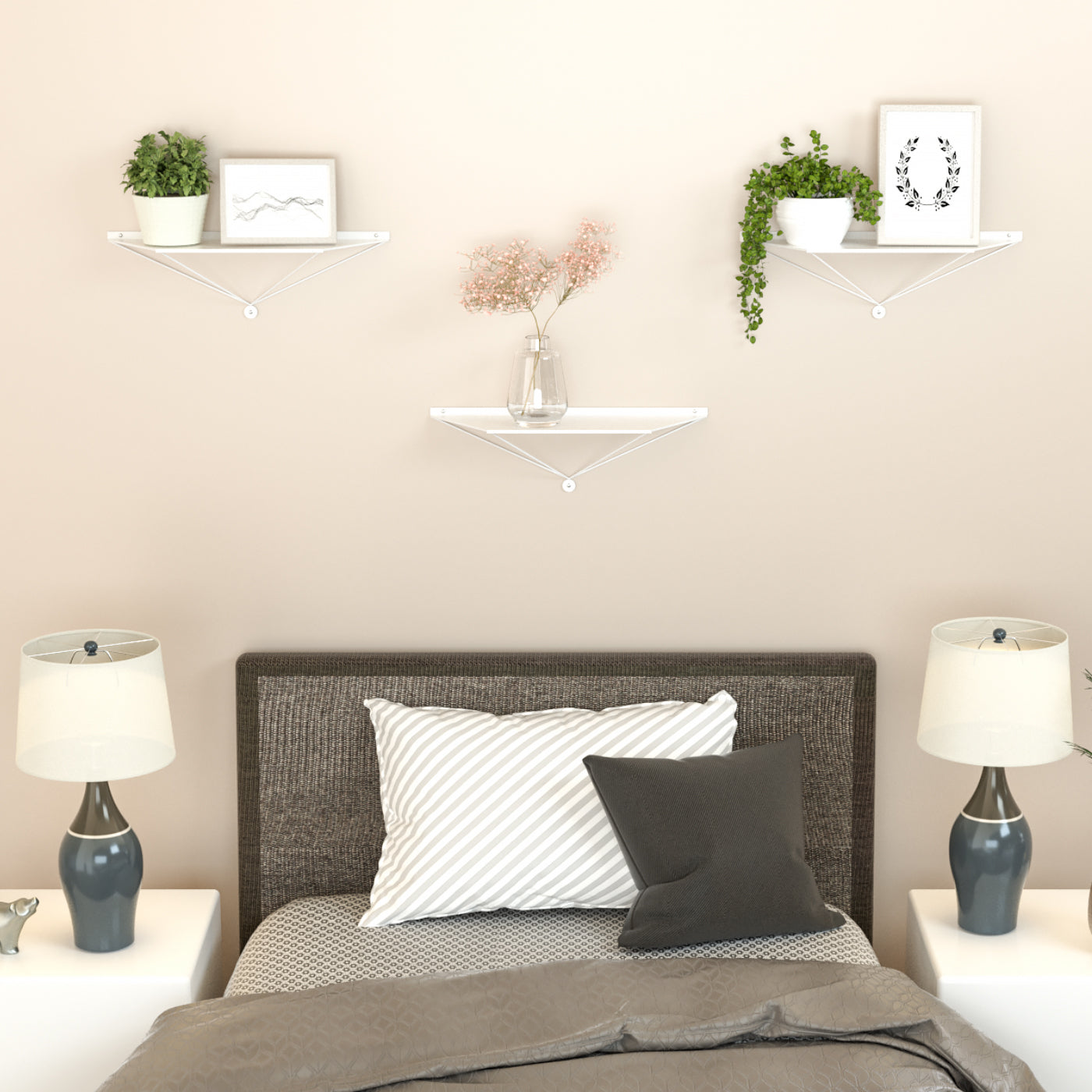 Jackcube Design Living Room Mensole Parete Metallo Bianche 3 Pezzi