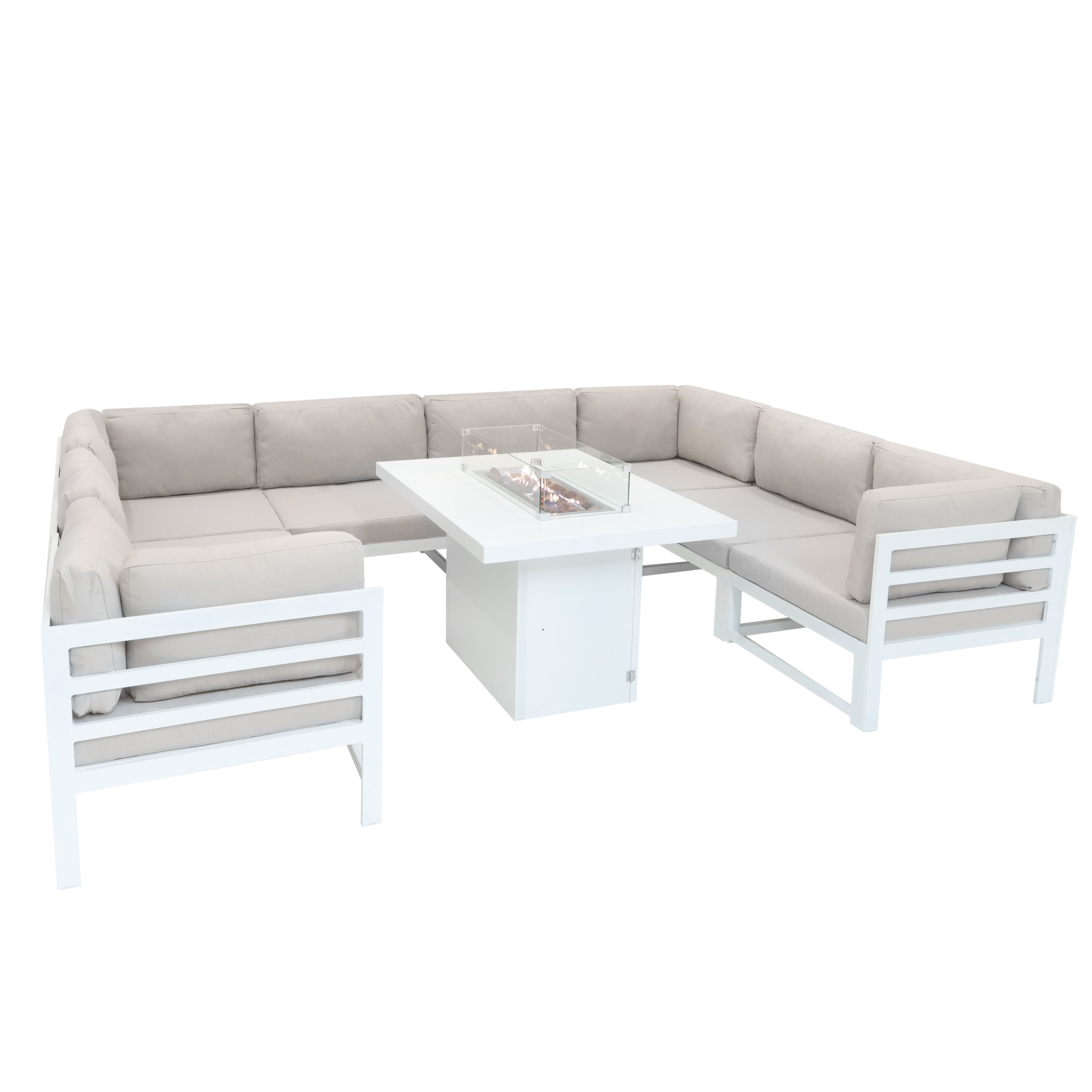 Q-Rax Set Mobili Giardino Modulare 8 Posti Bianco con Braciere