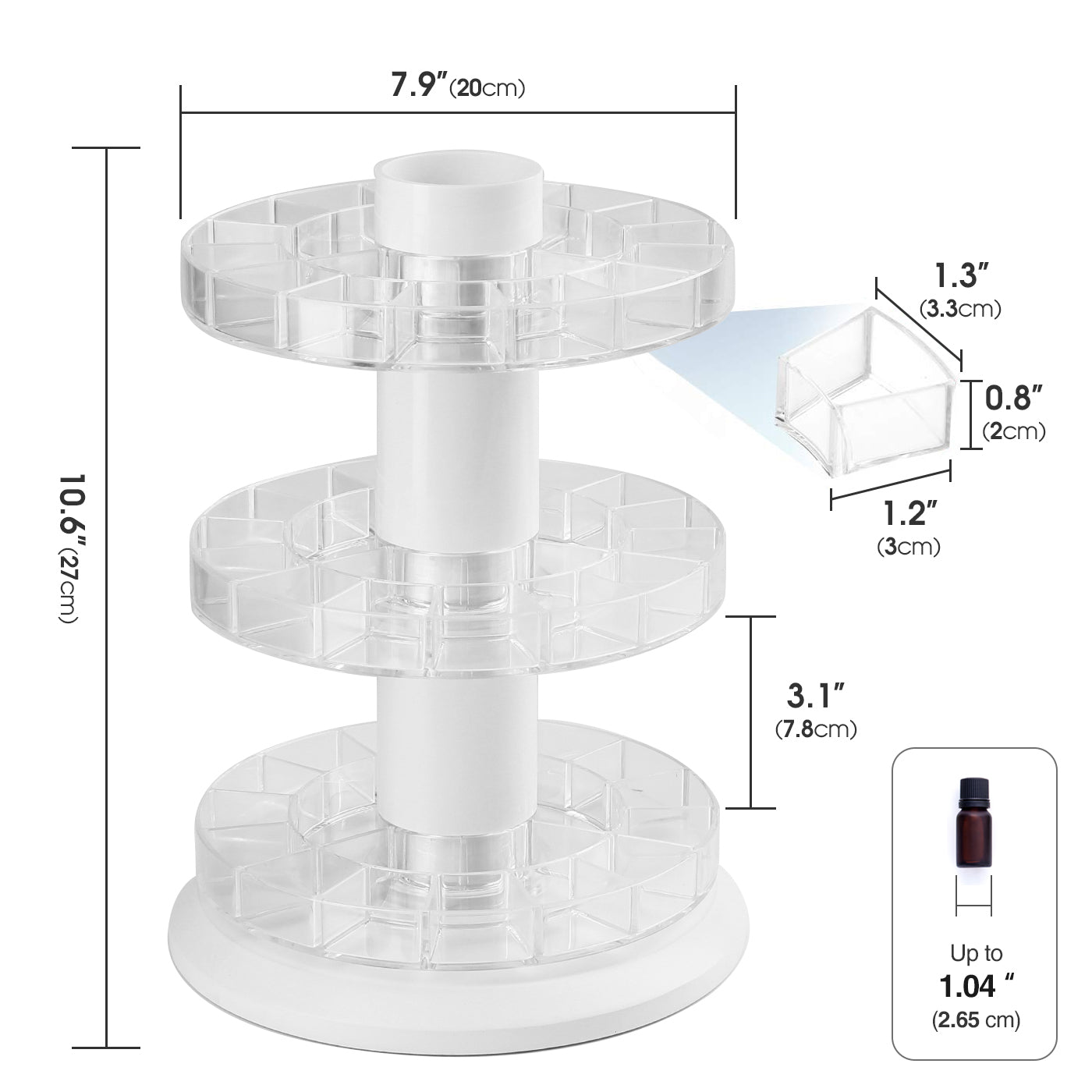 Jackcube Makeup Espositore Girevole Oli 45 Flaconi 3 Ripiani