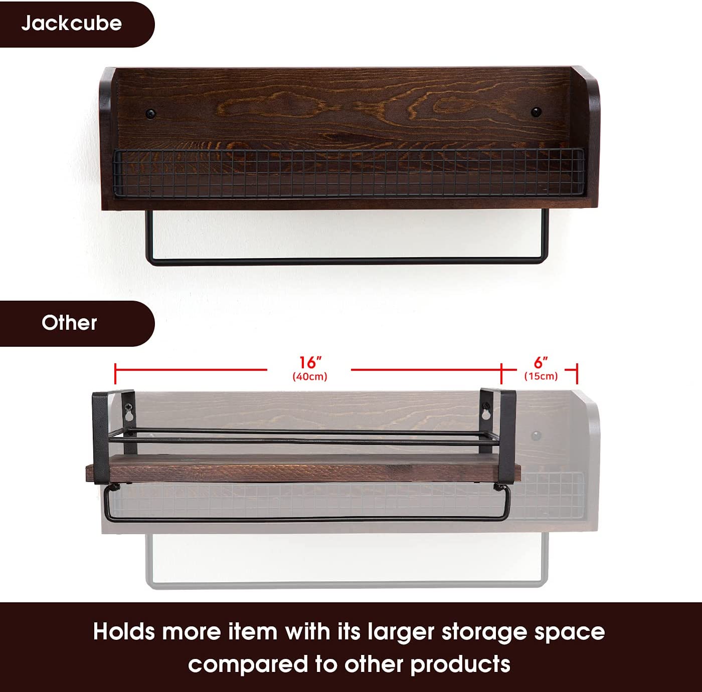 Jackcube Design Kitchen Mensola Parete Legno Noce 56 cm Porta